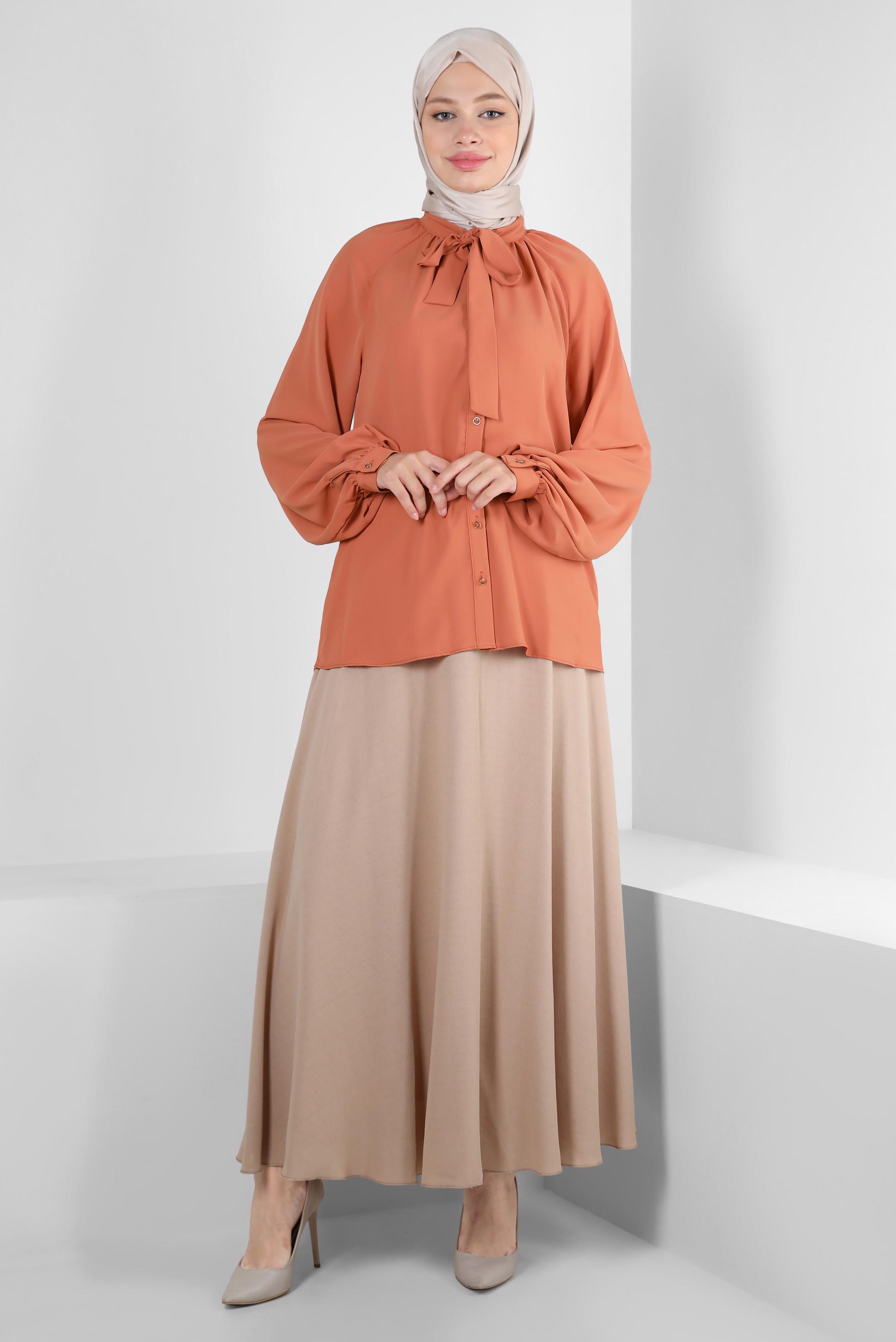 Vêtements hijab TABA BLOUSE À COL NOUÉ 43869
