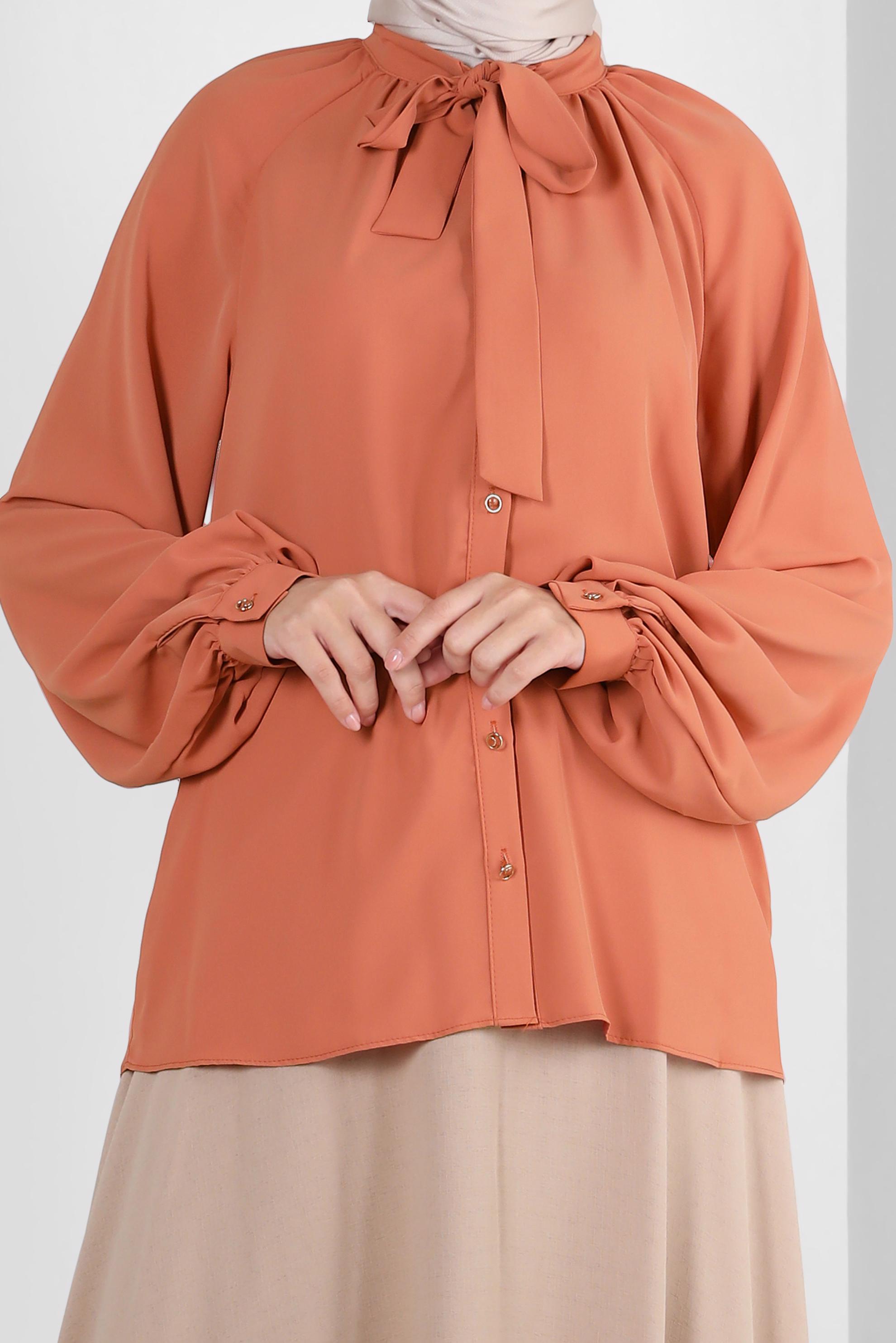 Vêtements hijab TABA BLOUSE À COL NOUÉ 43869