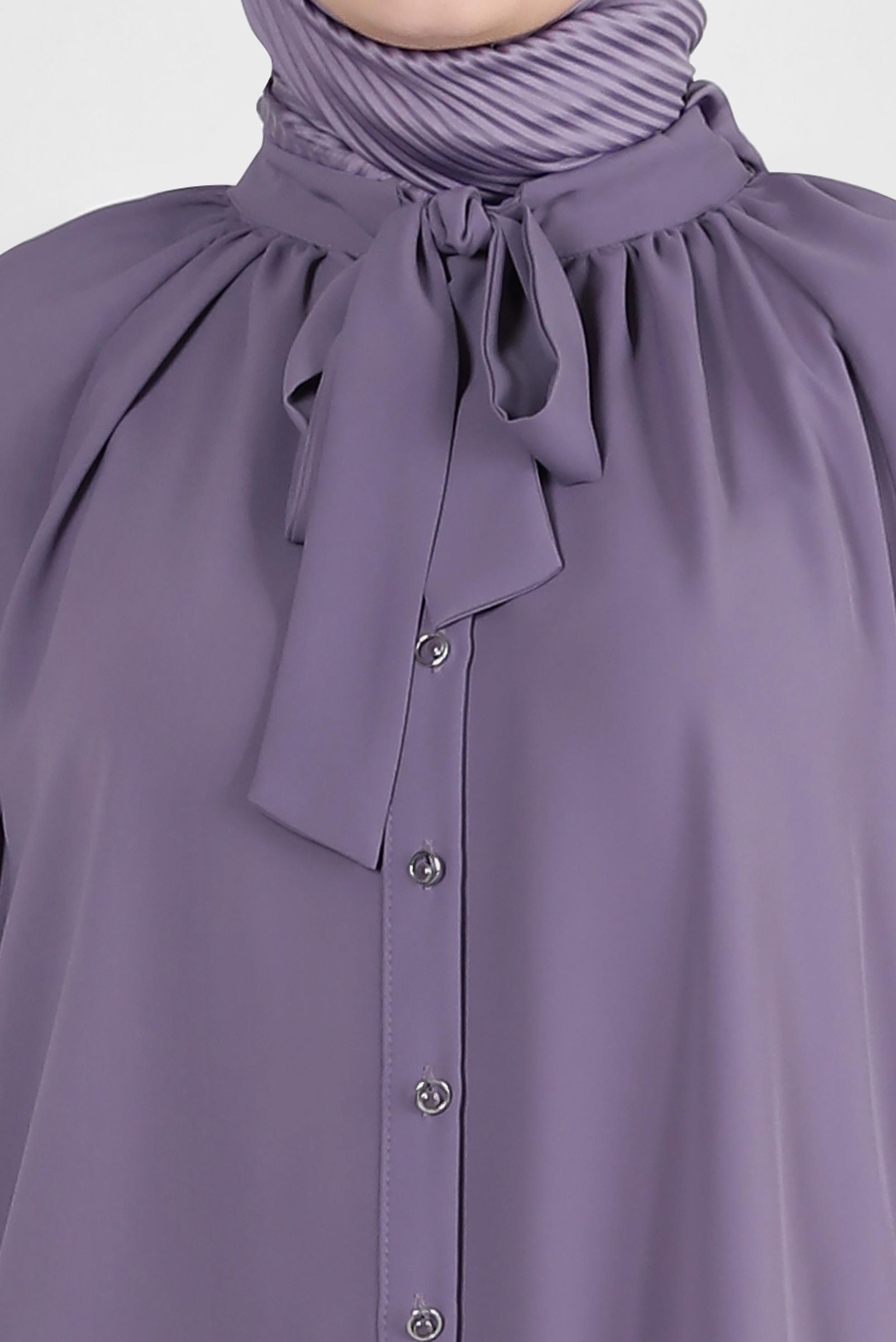 Vêtements hijab POURPRE BLOUSE À COL NOUÉ 43869
