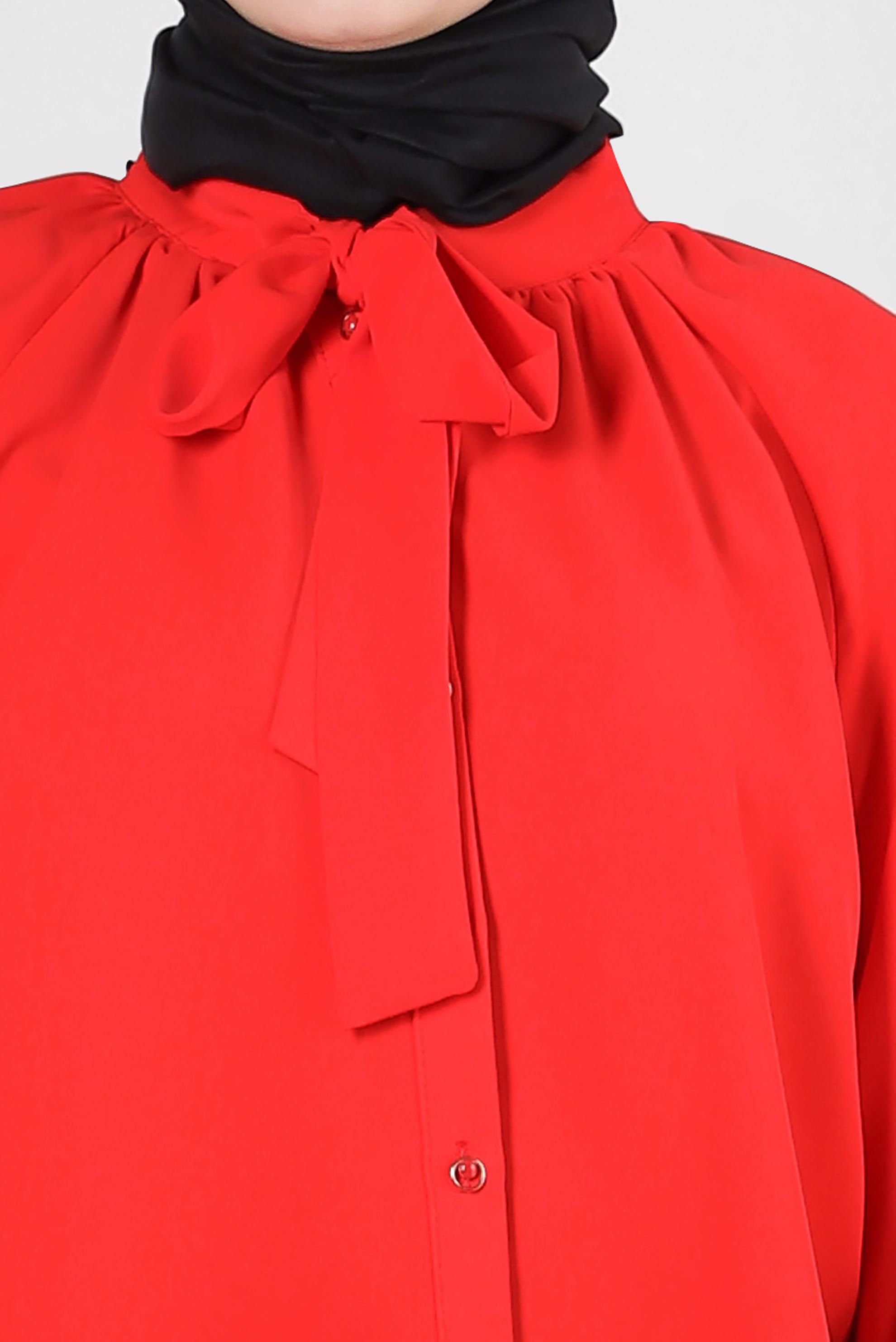 Vêtements hijab ROUGE BLOUSE À COL NOUÉ 43869