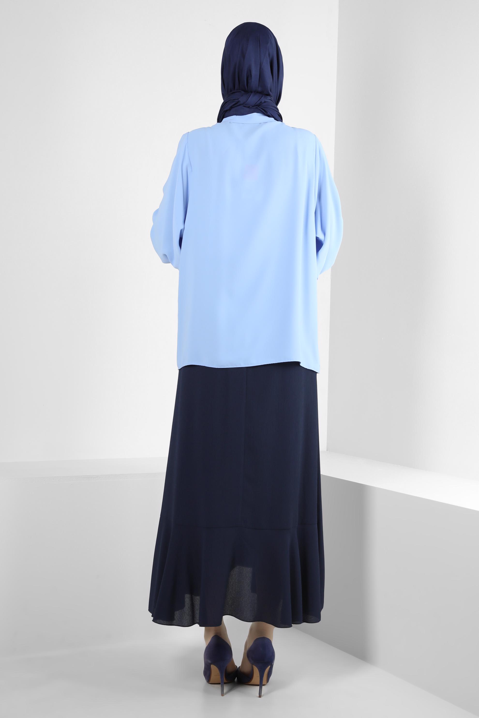 Vêtements hijab BLEU BLOUSE À BOUTONS 43870