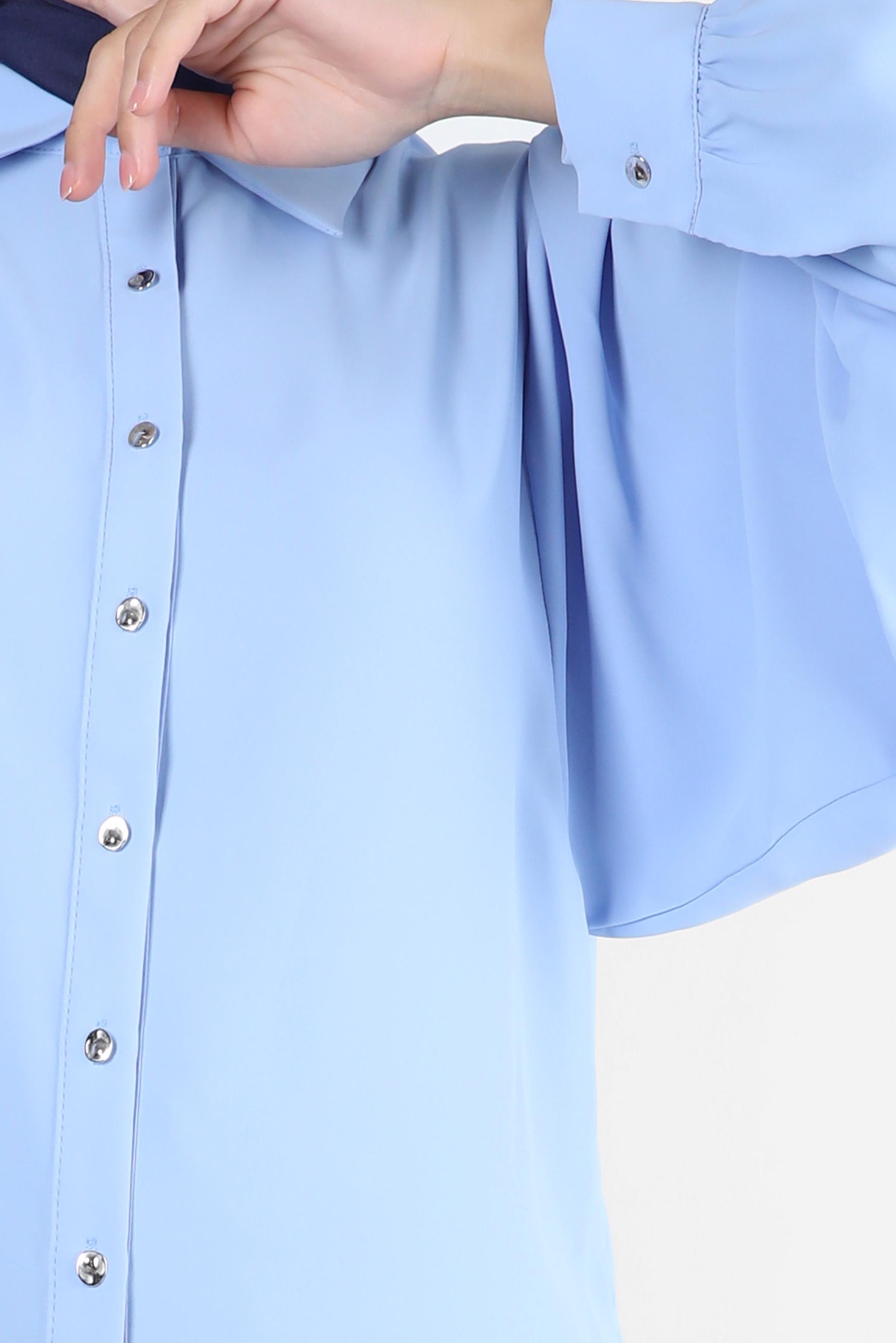 Vêtements hijab BLEU BLOUSE À BOUTONS 43870