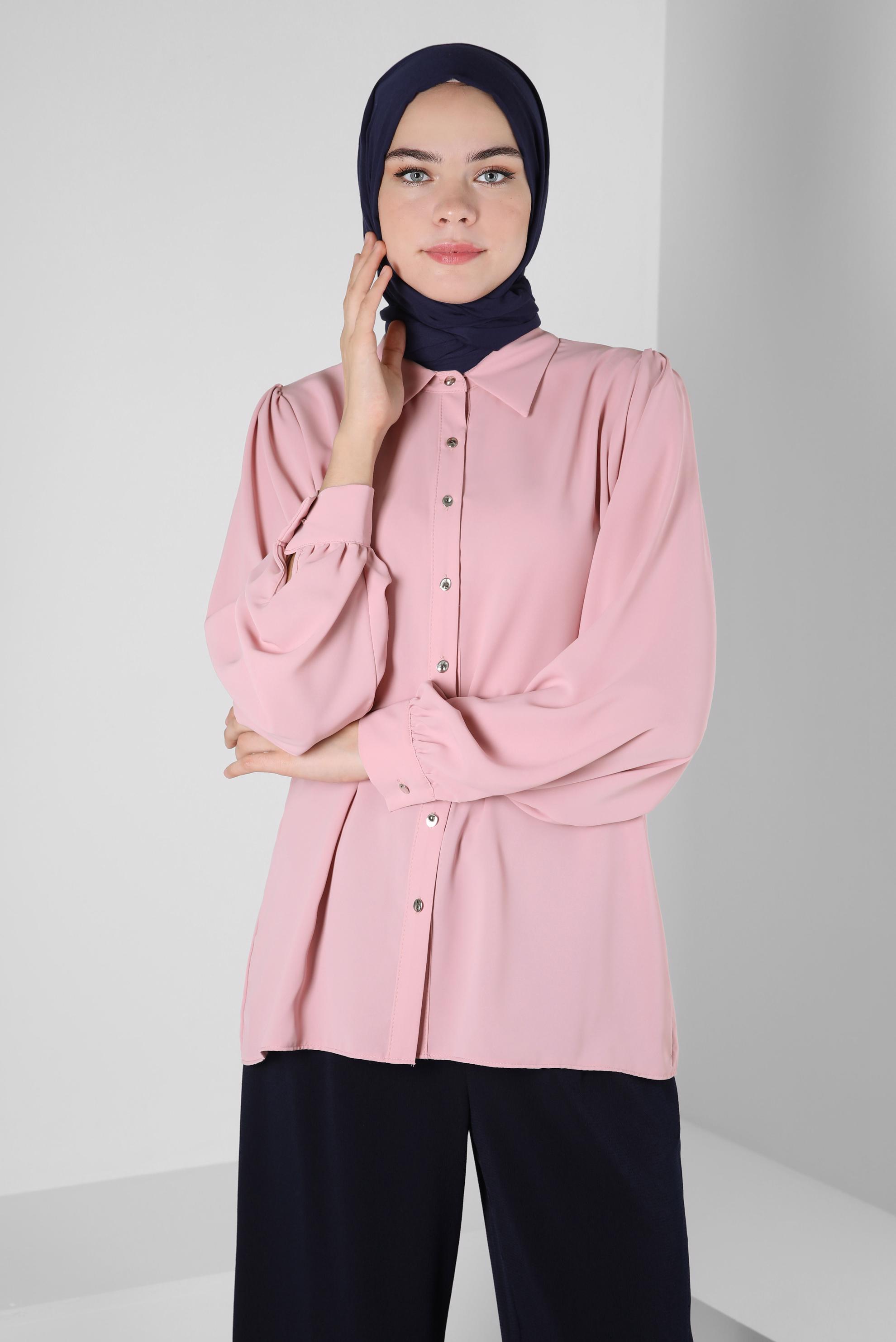 Vêtements hijab POUDRE BLOUSE À BOUTONS 43870