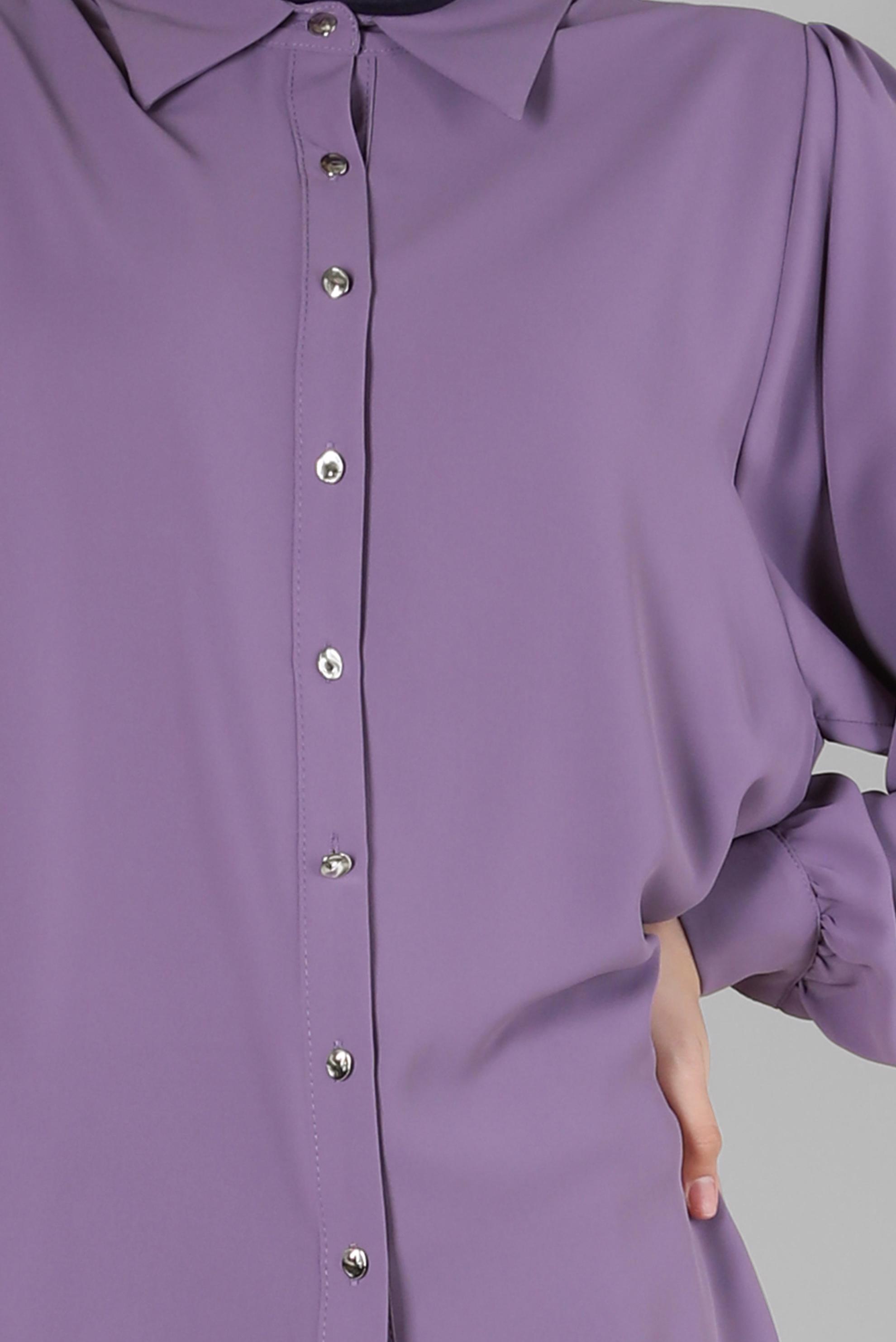 Tesettür giyim MOR BALON KOL DÜĞMELİ BLUZ 43870