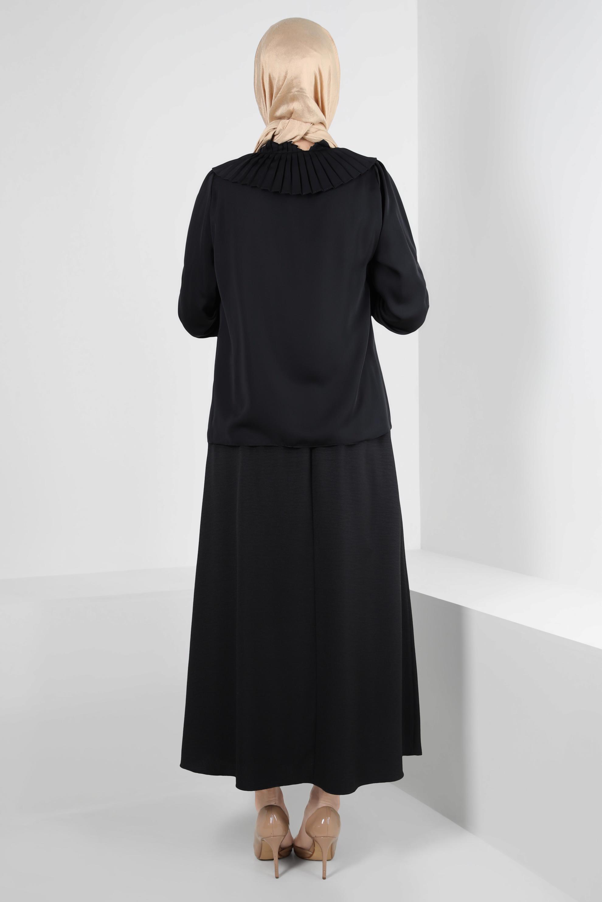 Vêtements hijab NOIR BLOUSE PLISSÉE À BOUTONS 43897