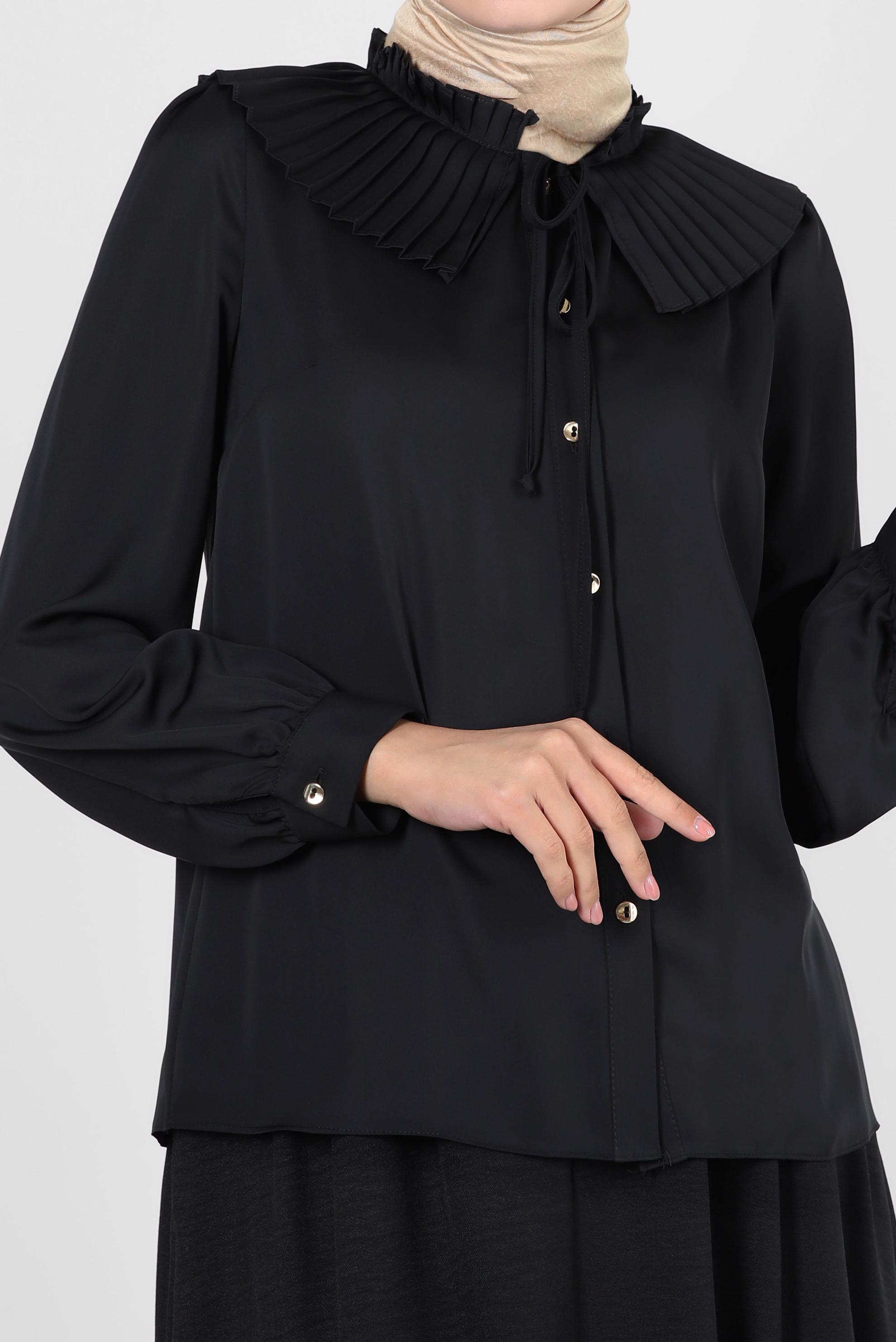 Vêtements hijab NOIR BLOUSE PLISSÉE À BOUTONS 43897