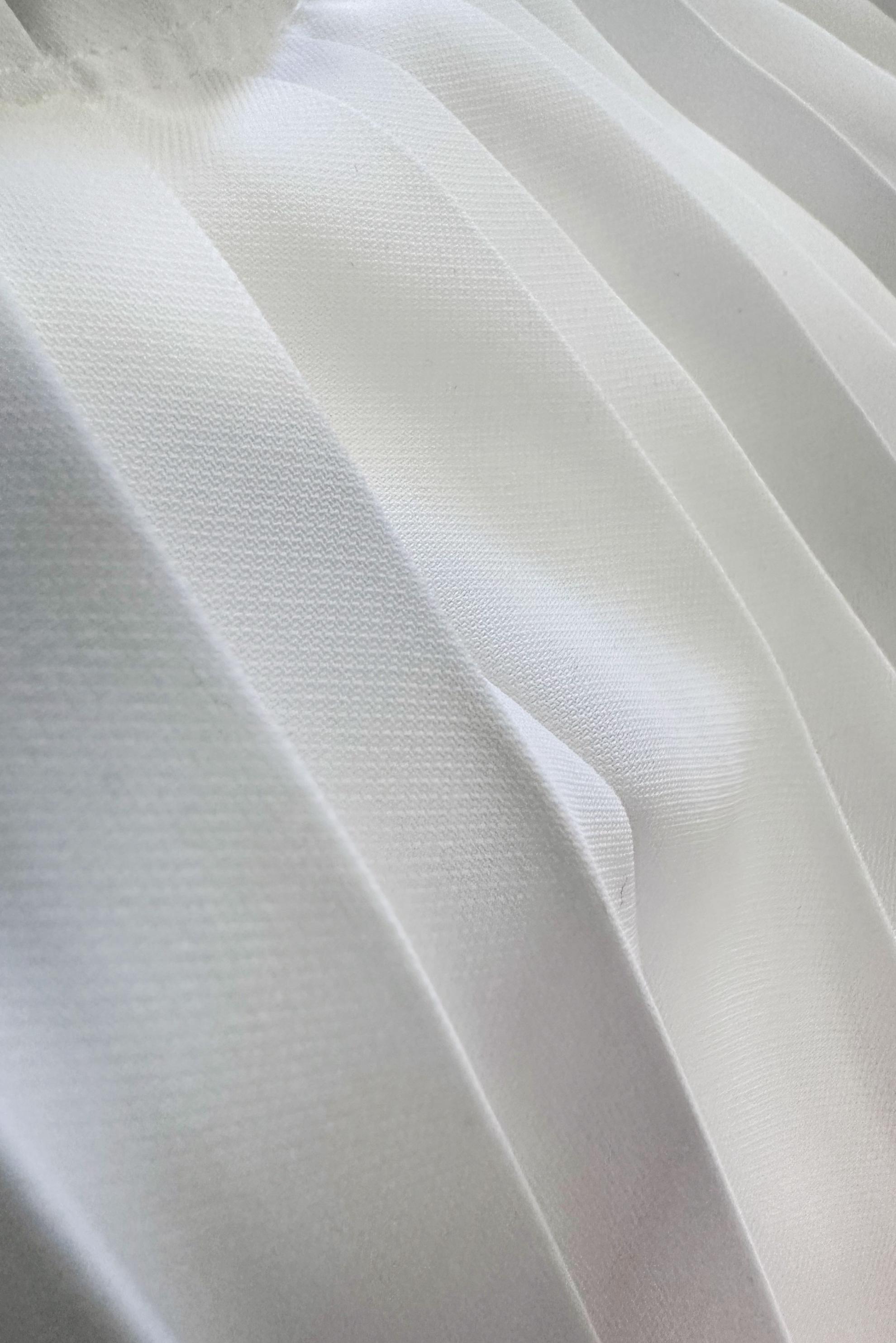 Tesettür giyim BEYAZ PİLİSE DETAYLI DÜĞMELİ BLUZ 43897