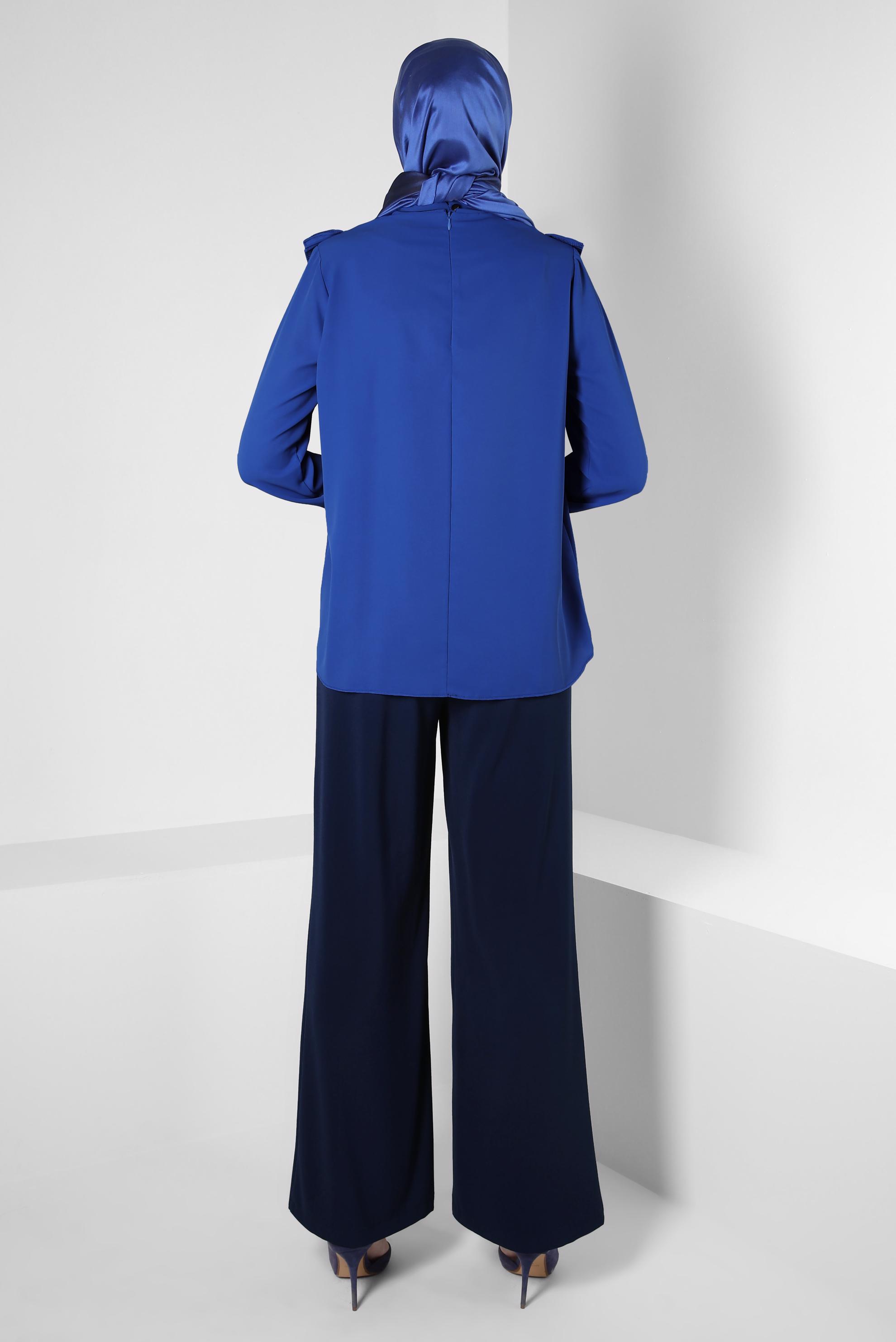 Hijab clothing NAVY BLUE PLEATED BLOUSE 43898