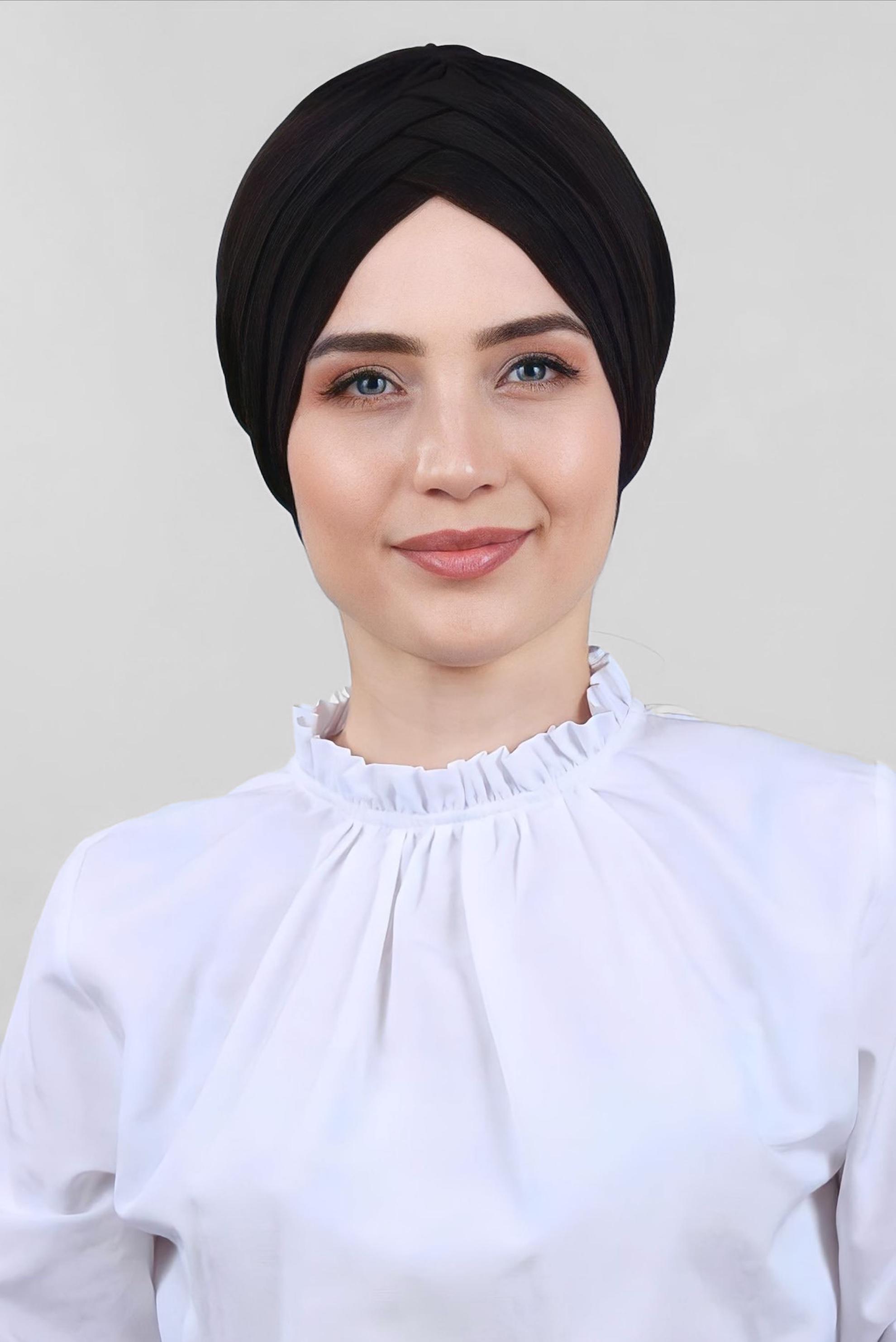 Tesettür giyim SİYAH ALVİNA 3 BANTLI BONE 40102