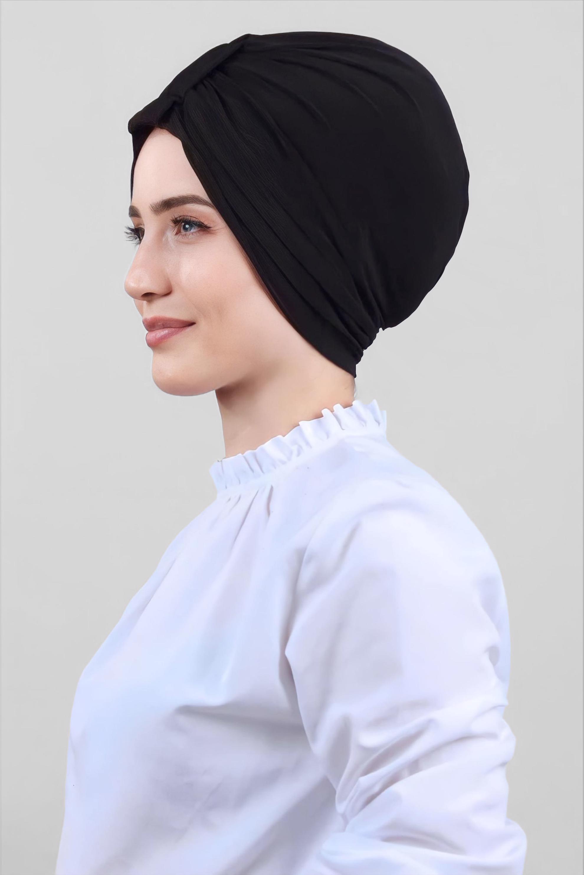 Tesettür giyim SİYAH ALVİNA 3 BANTLI BONE 40102