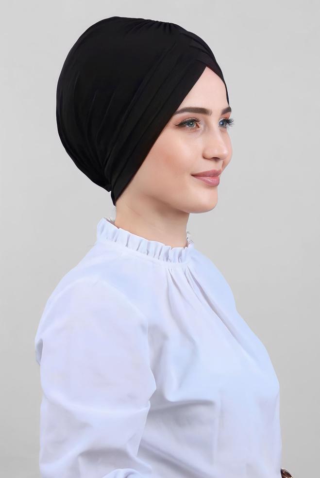 Vêtements hijab NOIR ALVINA 3 BANDES CAPOT 40102 - ALVİNA