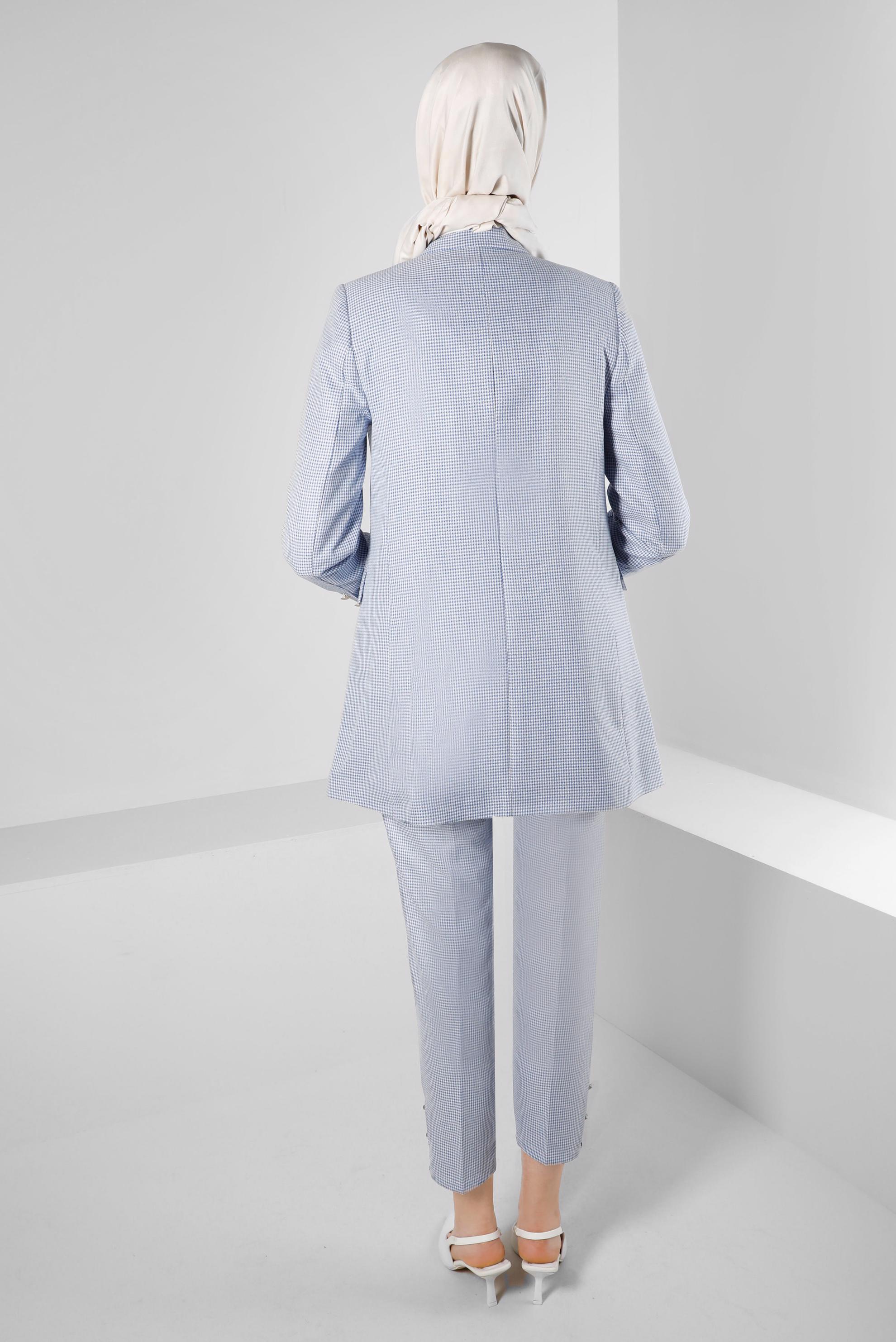 Tesettür giyim LACİVERT PÖTİKARE DESENLİ DÜĞMELİ CEKET 43634