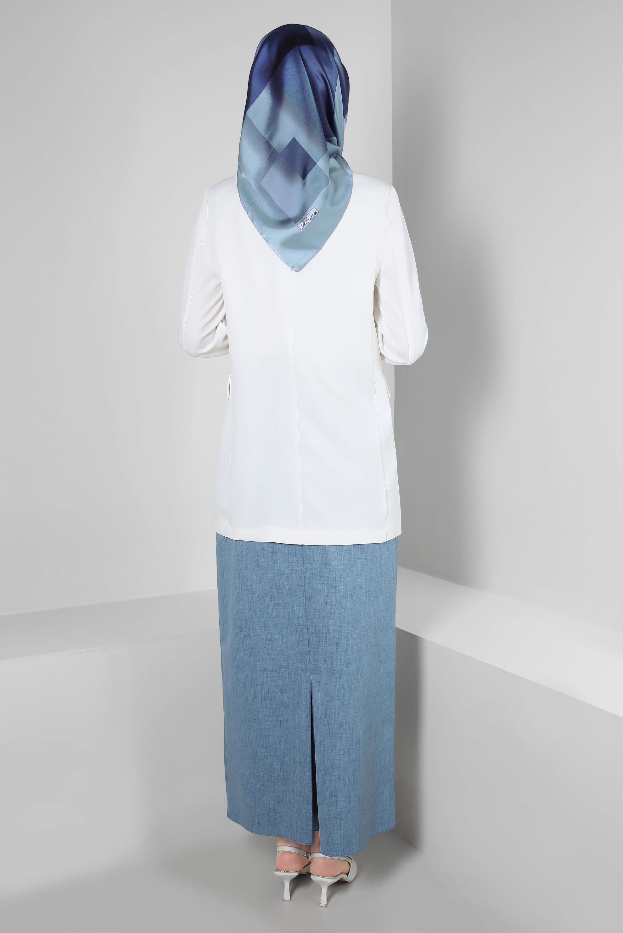 Tesettür giyim BEYAZ KRUVAZE YAKA BLAZER CEKET 43848