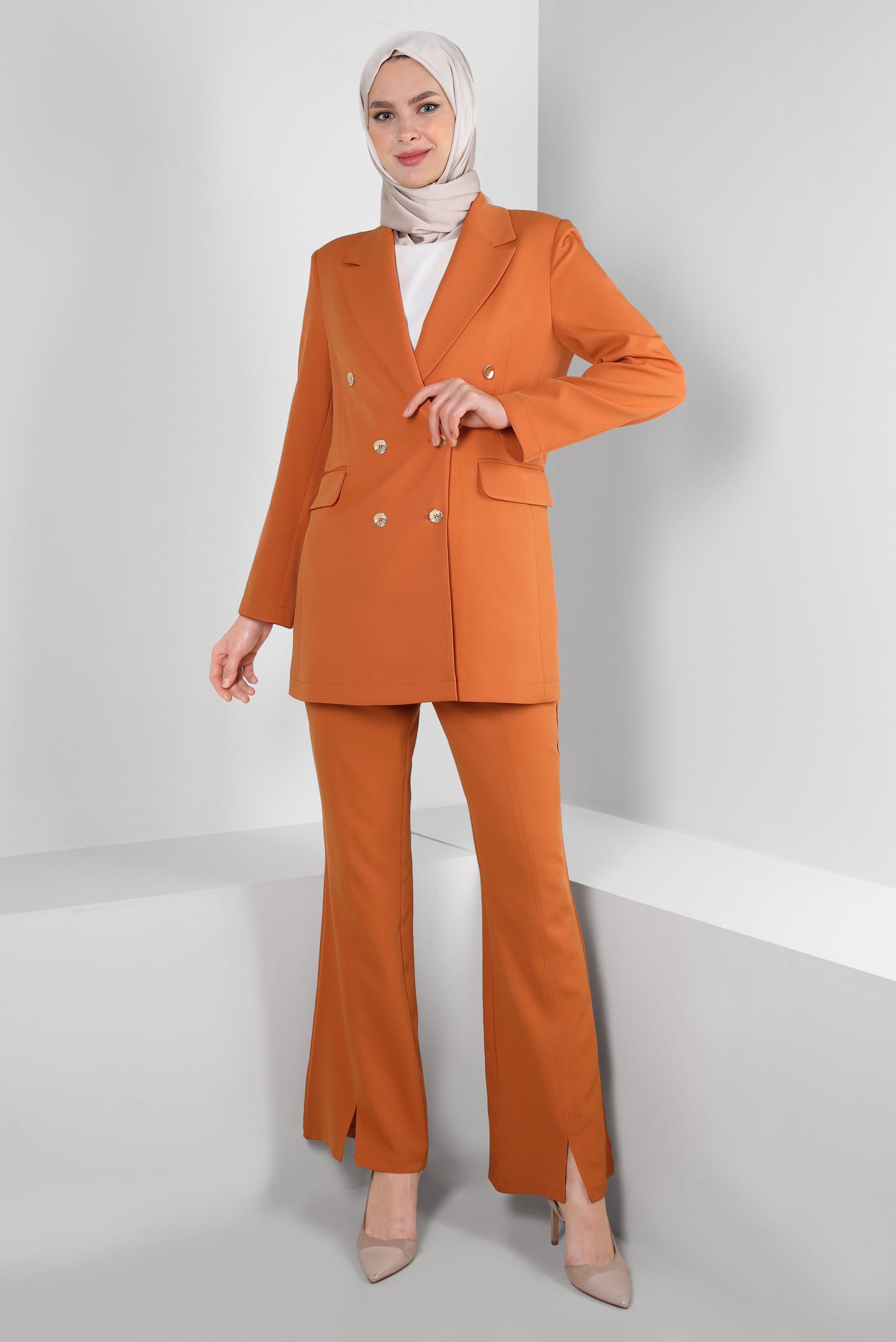 Tesettür giyim TURUNCU KRUVAZE YAKA BLAZER CEKET 43848
