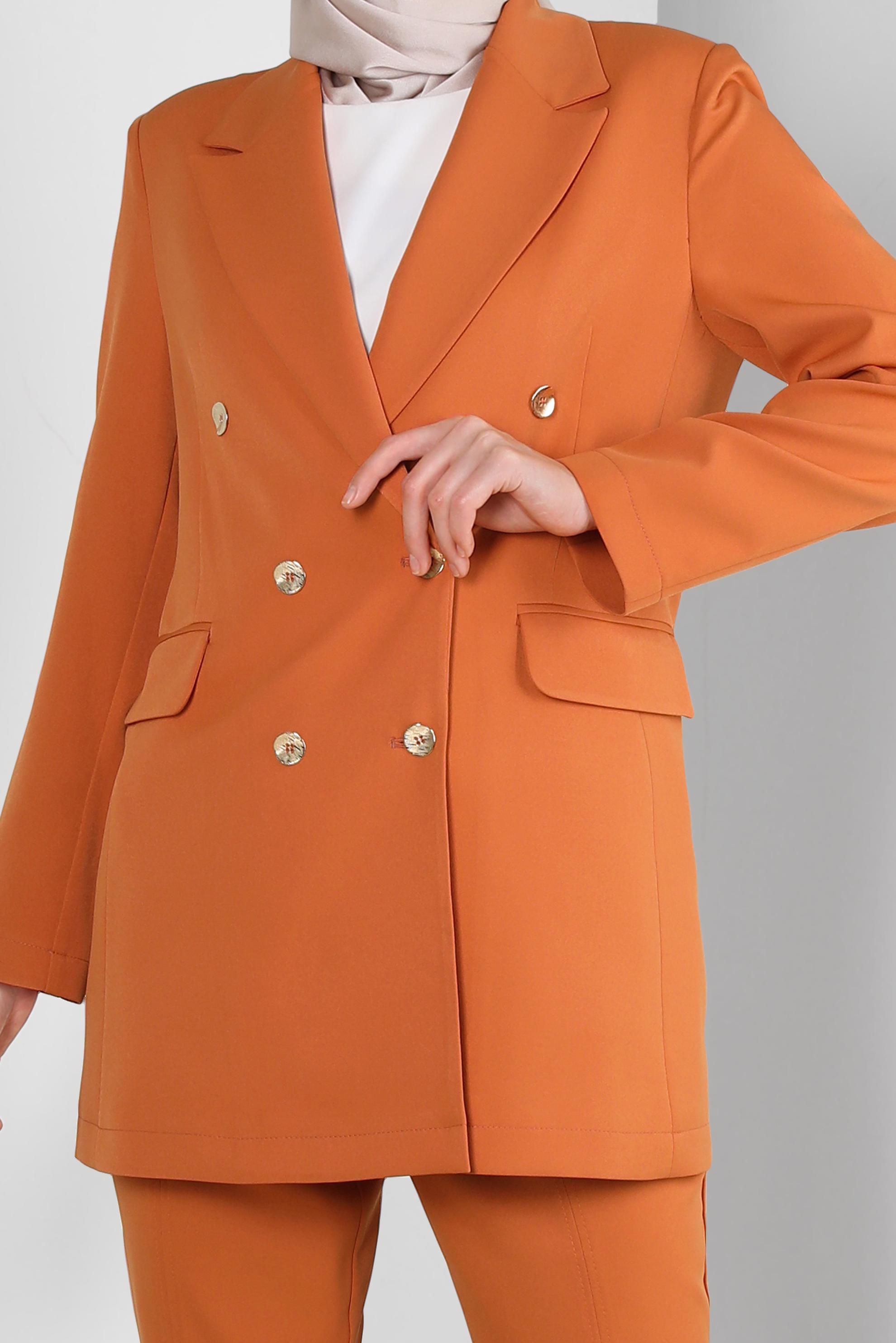 Tesettür giyim TURUNCU KRUVAZE YAKA BLAZER CEKET 43848