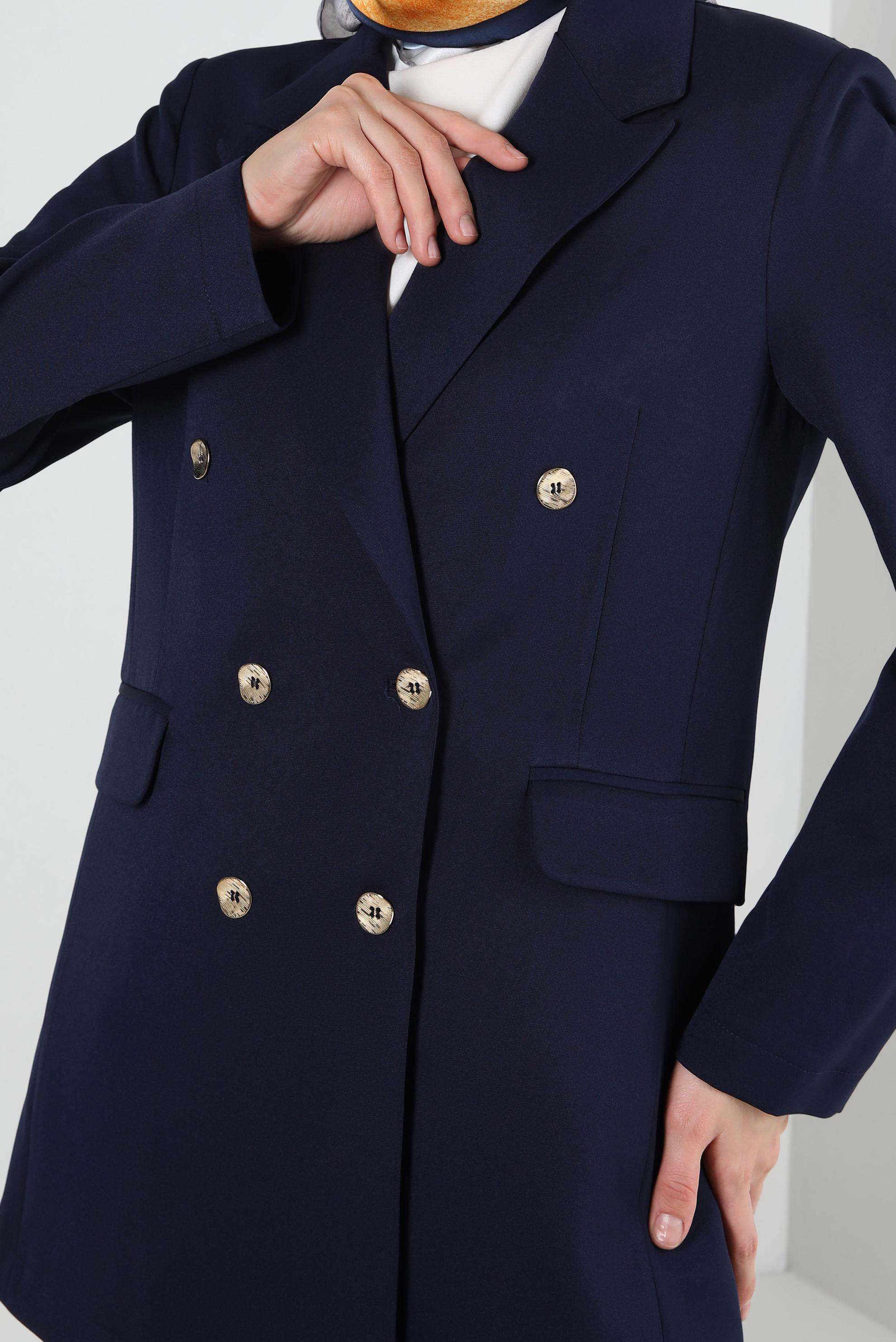 Tesettür giyim LACİVERT KRUVAZE YAKA BLAZER CEKET 43848