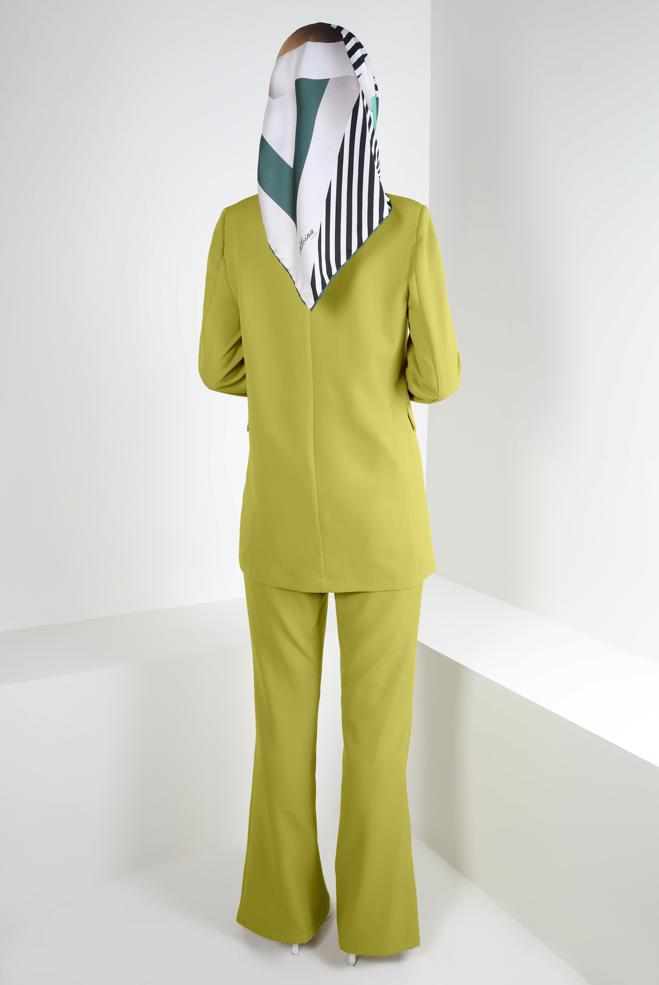 Hijab-Kleidung GRÜN KRUVAZE YAKA BLAZER CEKET 43848 - ALVİNA