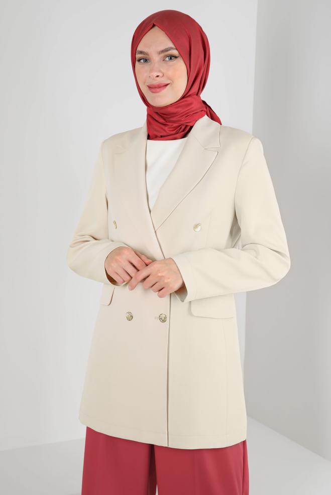 Tesettür giyim  KRUVAZE YAKA BLAZER CEKET 43848 - ALVİNA