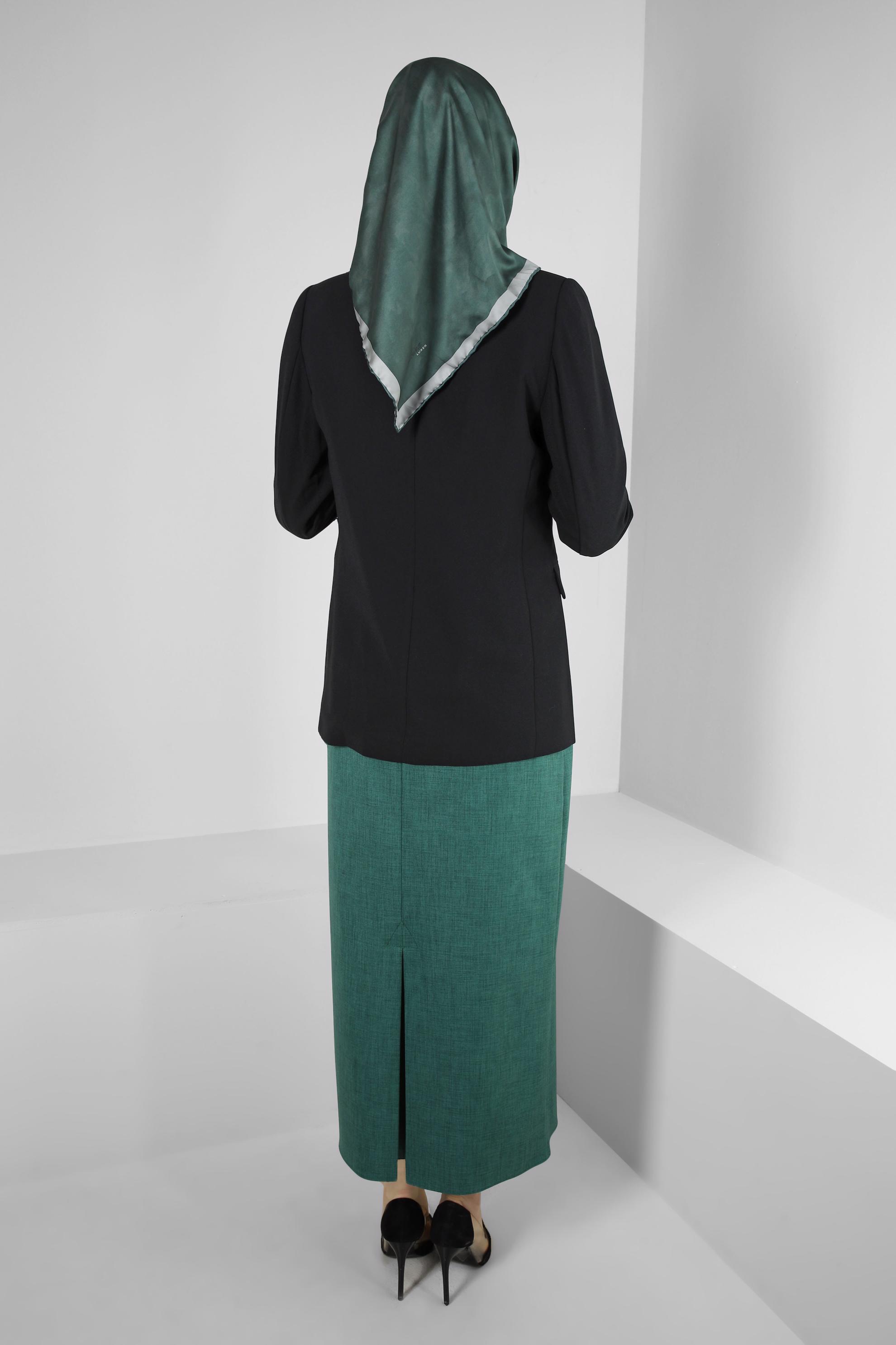 Tesettür giyim SİYAH KRUVAZE YAKA BLAZER CEKET 43843