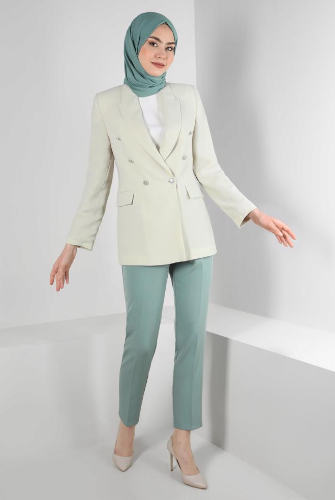 Vêtements hijab  BLAZER DOUBLE BOUTONNAGE 43843 - ALVİNA