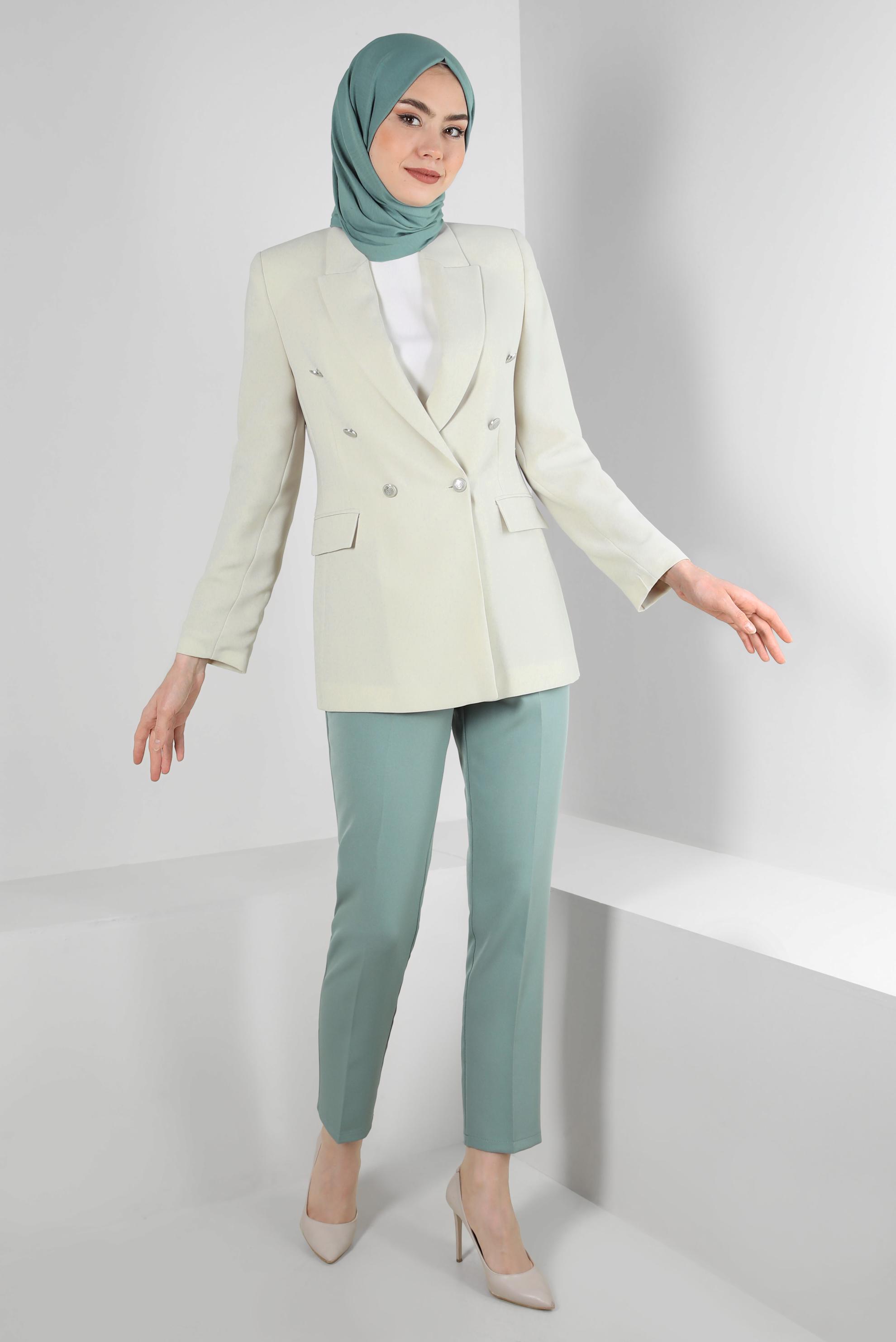 Vêtements hijab ÉCRUE BLAZER DOUBLE BOUTONNAGE 43843