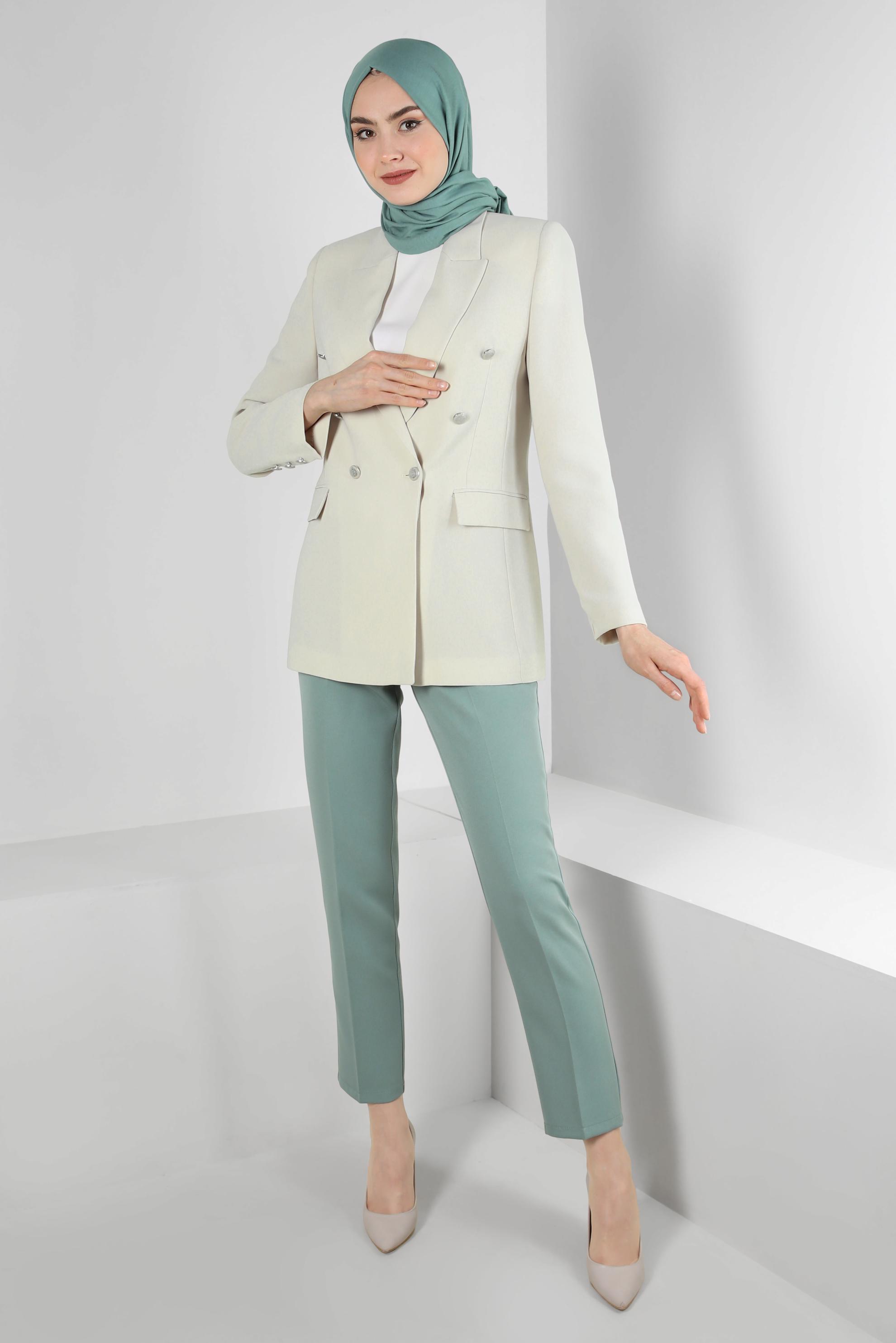 Vêtements hijab ÉCRUE BLAZER DOUBLE BOUTONNAGE 43843