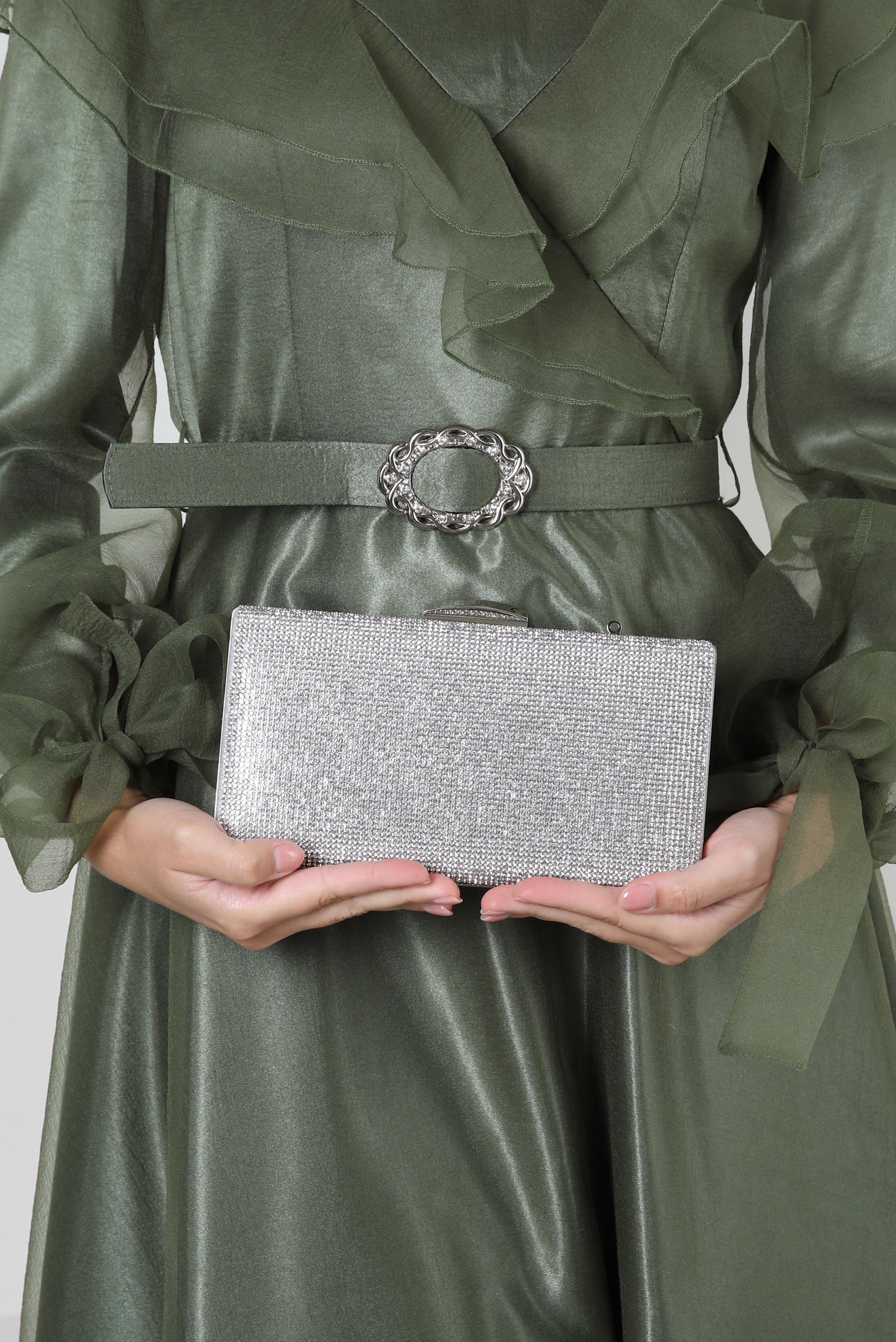 Tesettür giyim GÜMÜŞ ALVİNA ABİYE ÇANTA 365