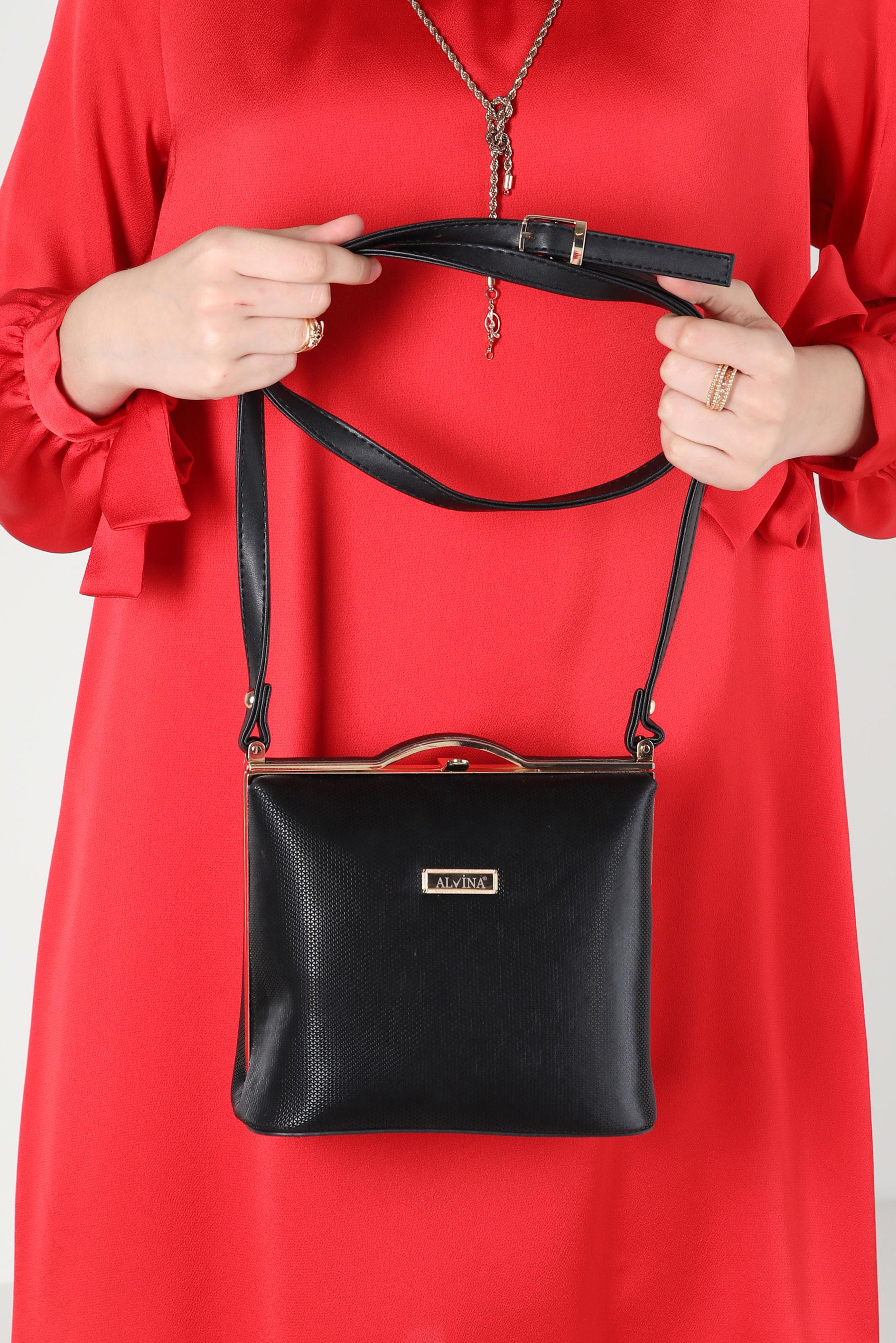 Tesettür giyim SİYAH ALVİNA ABİYE ÇANTA 410-1