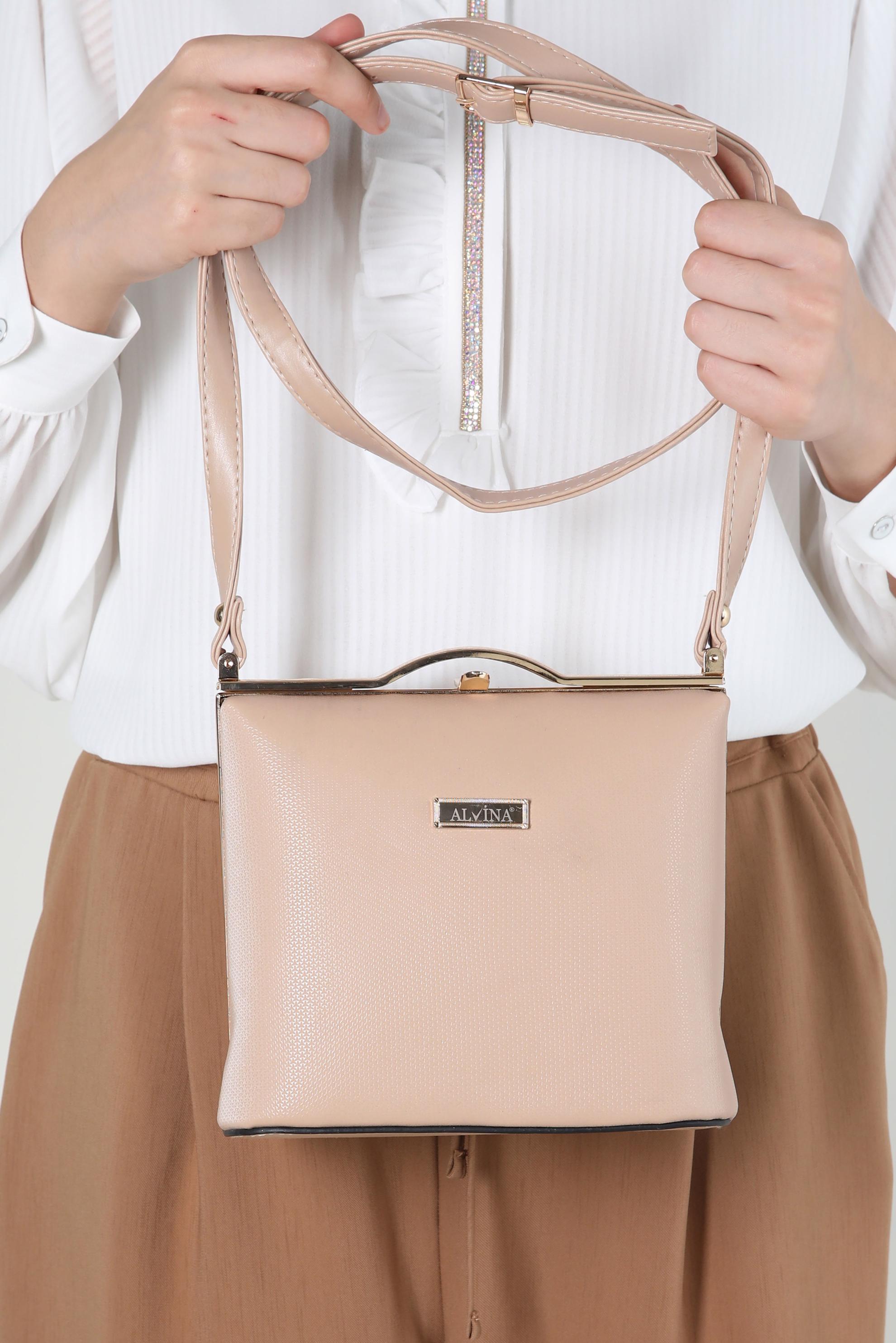 Tesettür giyim BEJ ALVİNA ABİYE ÇANTA 410-1