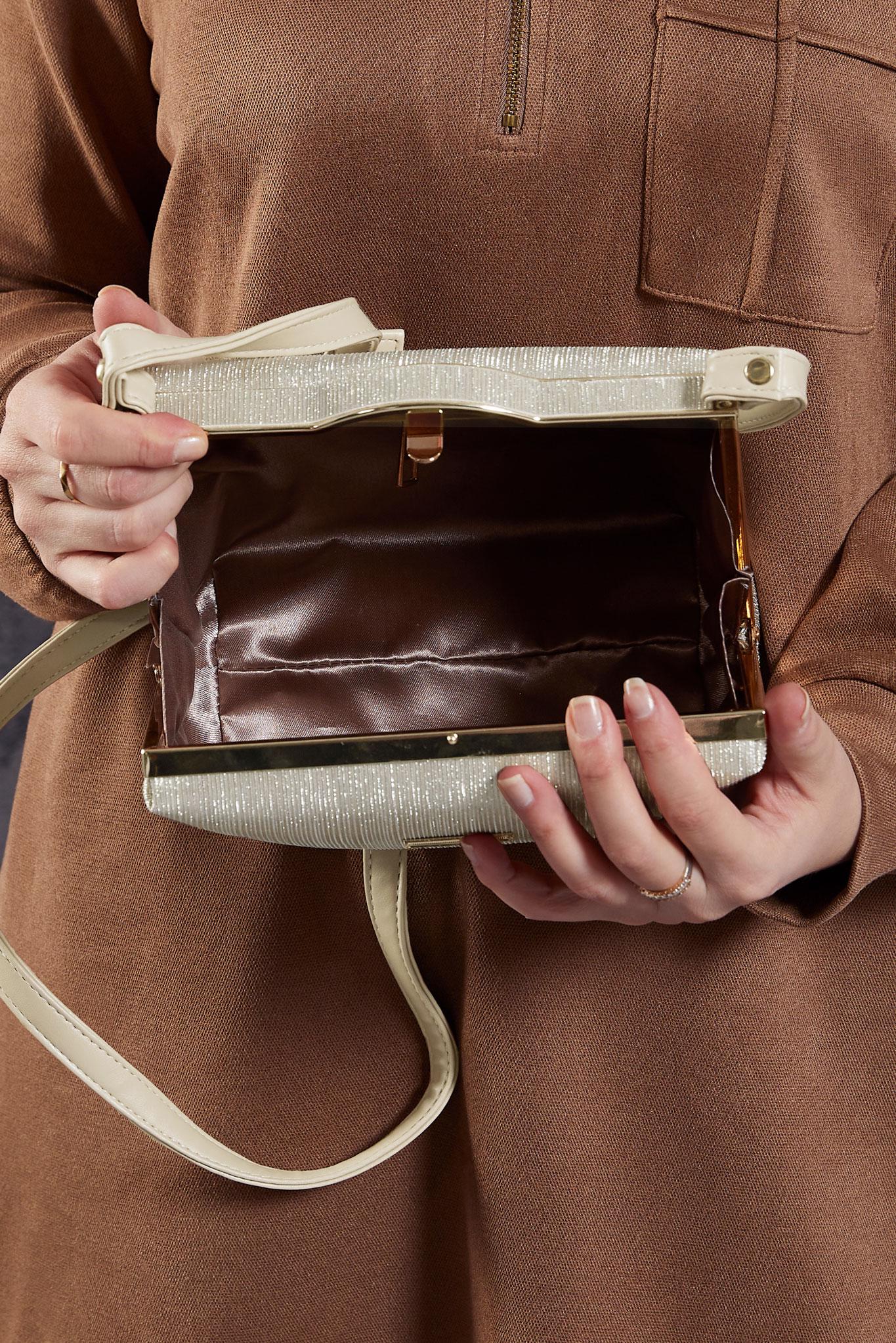 Tesettür giyim ALTIN ALVİNA ABİYE ÇANTA 410