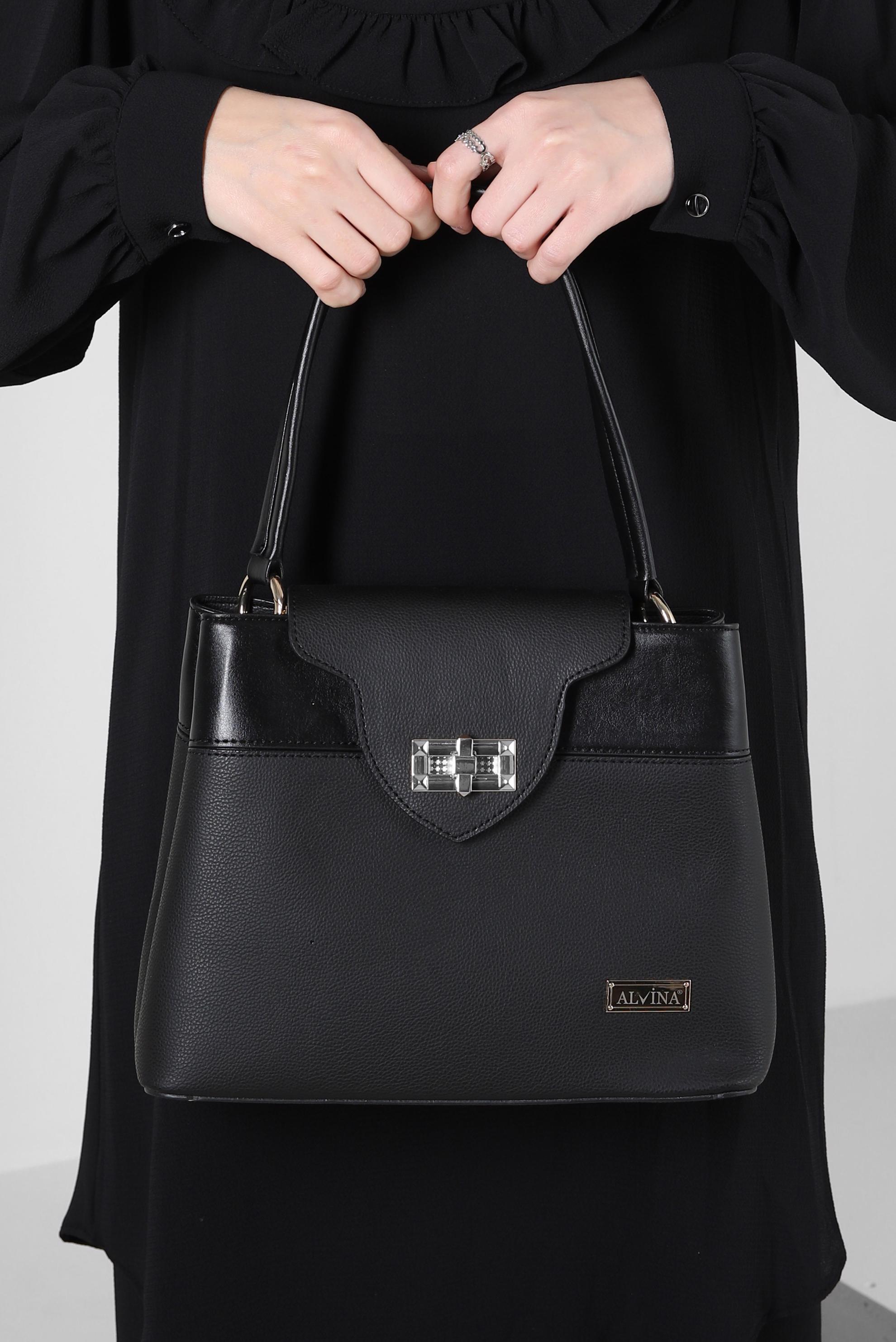 Tesettür giyim SİYAH ALVİNA METAL DETAYLI ÇANTA 702