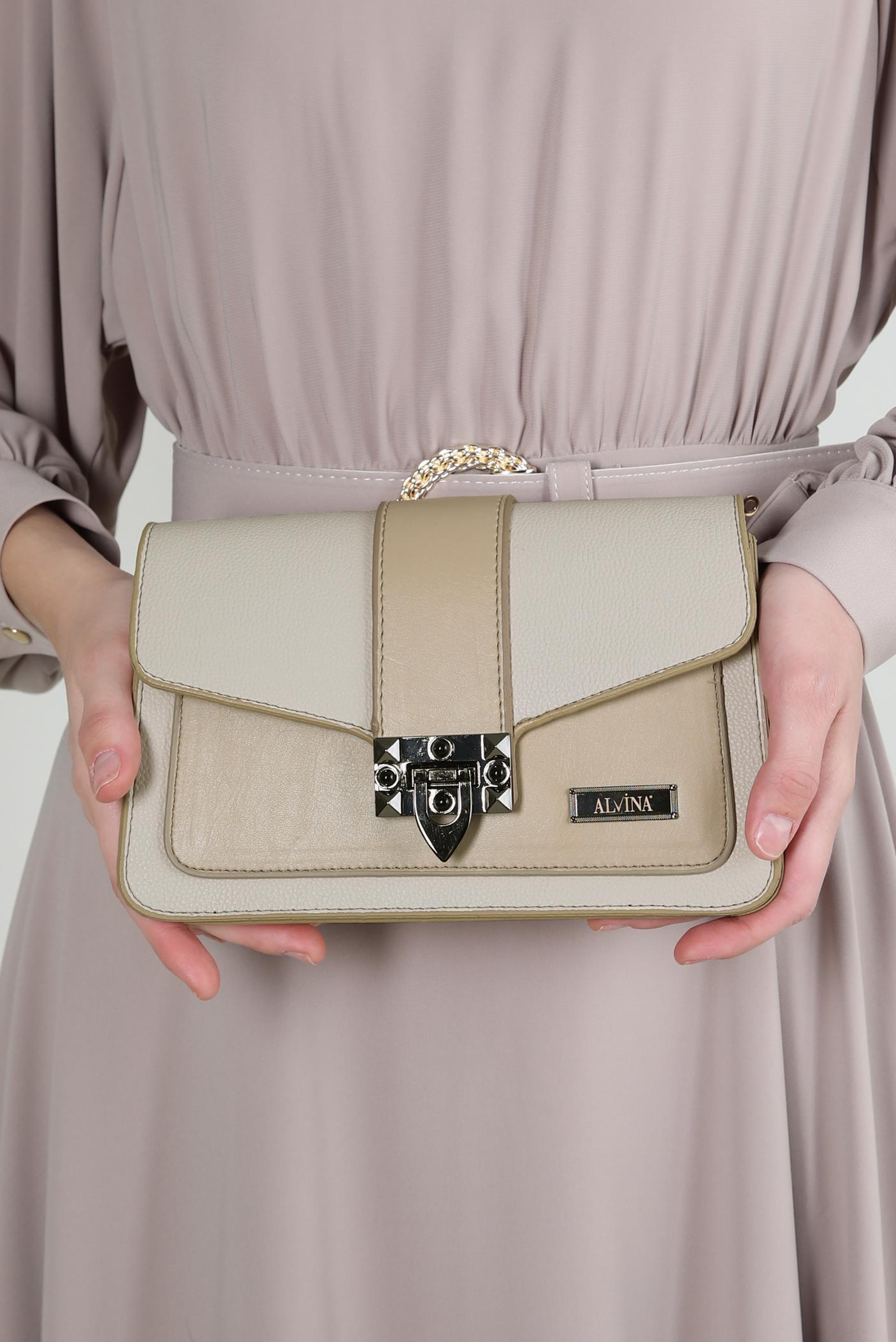 Tesettür giyim BEJ ALVİNA ÇAPRAZ ASKILI ÇANTA 714