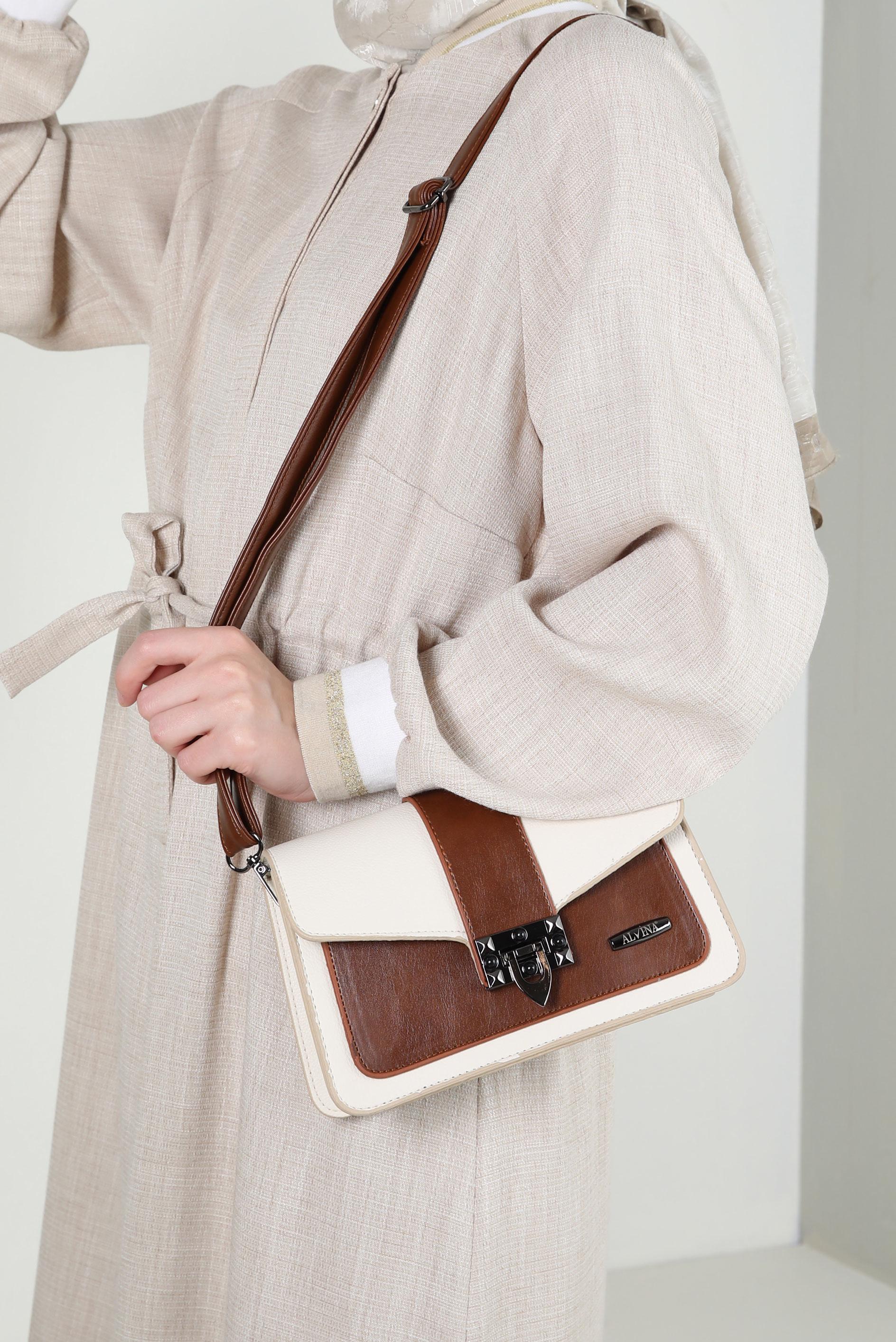 Tesettür giyim BEJ ALVİNA ÇAPRAZ ASKILI ÇANTA 714