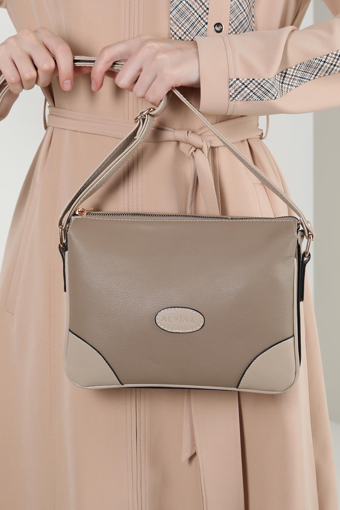 Tesettür giyim VİZON ALVİNA ÇAPRAZ ASKILI ÇANTA 814