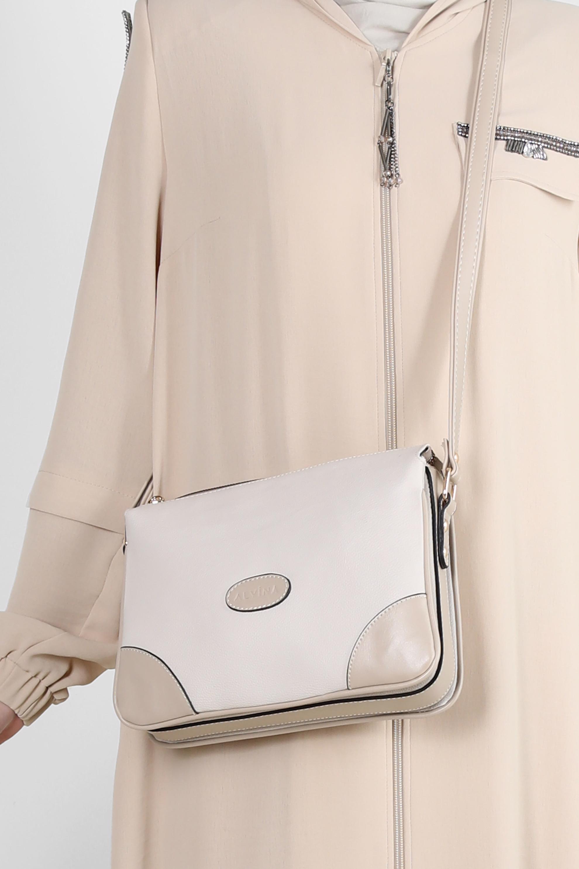 Tesettür giyim BEJ ALVİNA ÇAPRAZ ASKILI ÇANTA 814