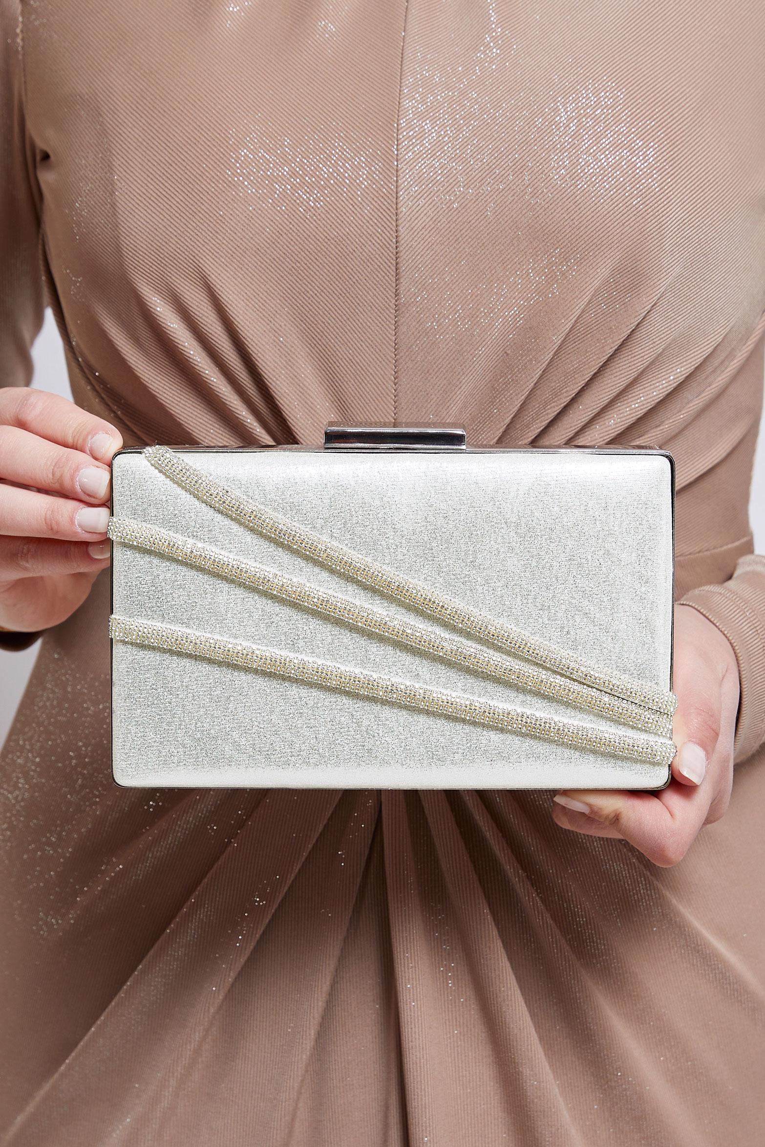 Tesettür giyim GÜMÜŞ ALVİNA ABİYE ÇANTA 1053