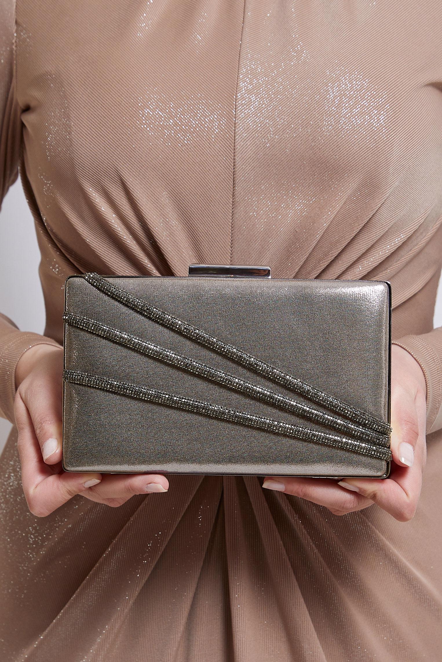 Tesettür giyim BEJ ALVİNA ABİYE ÇANTA 1053