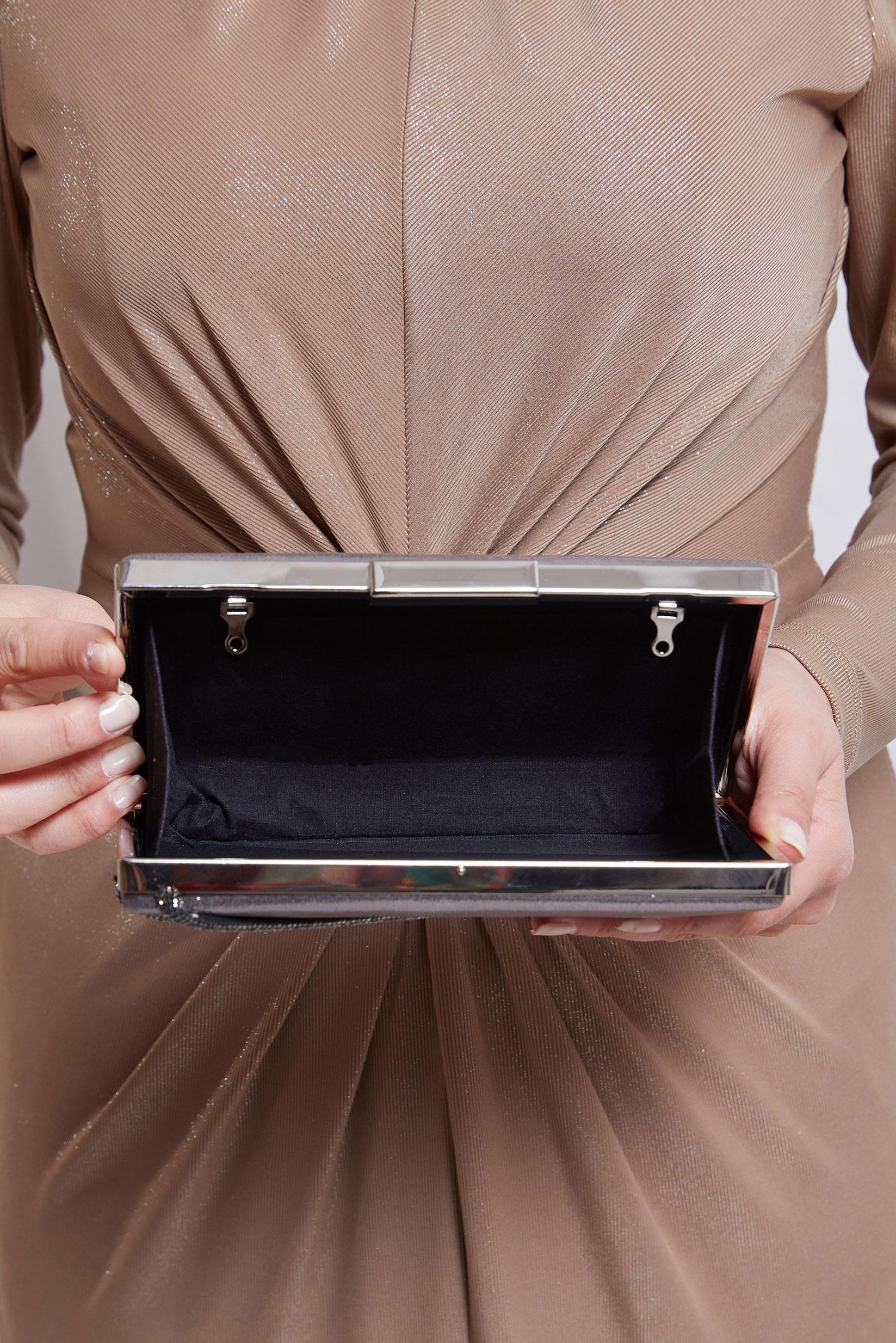 Tesettür giyim BEJ ALVİNA ABİYE ÇANTA 1053