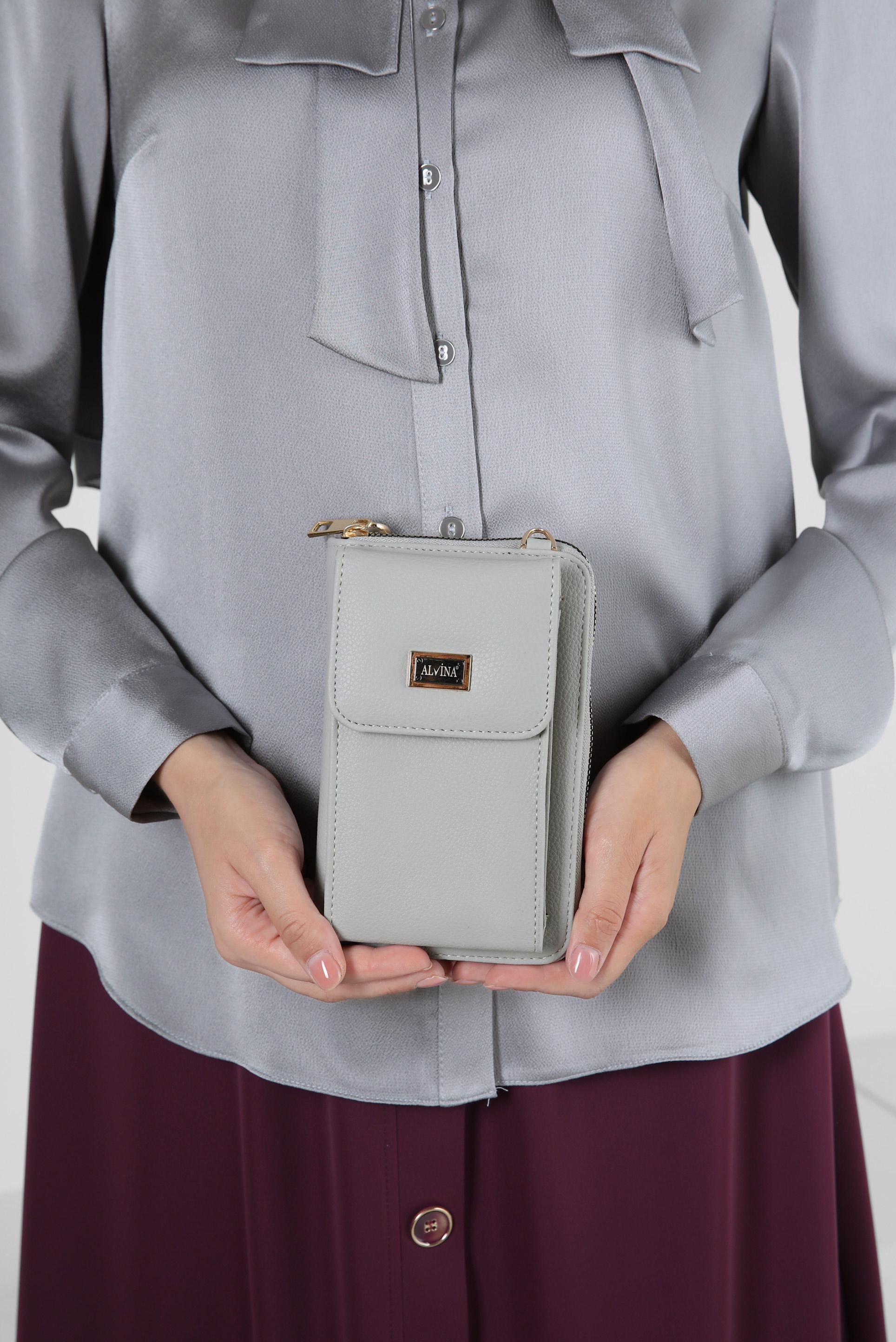 Tesettür giyim GRİ ALVİNA ÇANTA 1411