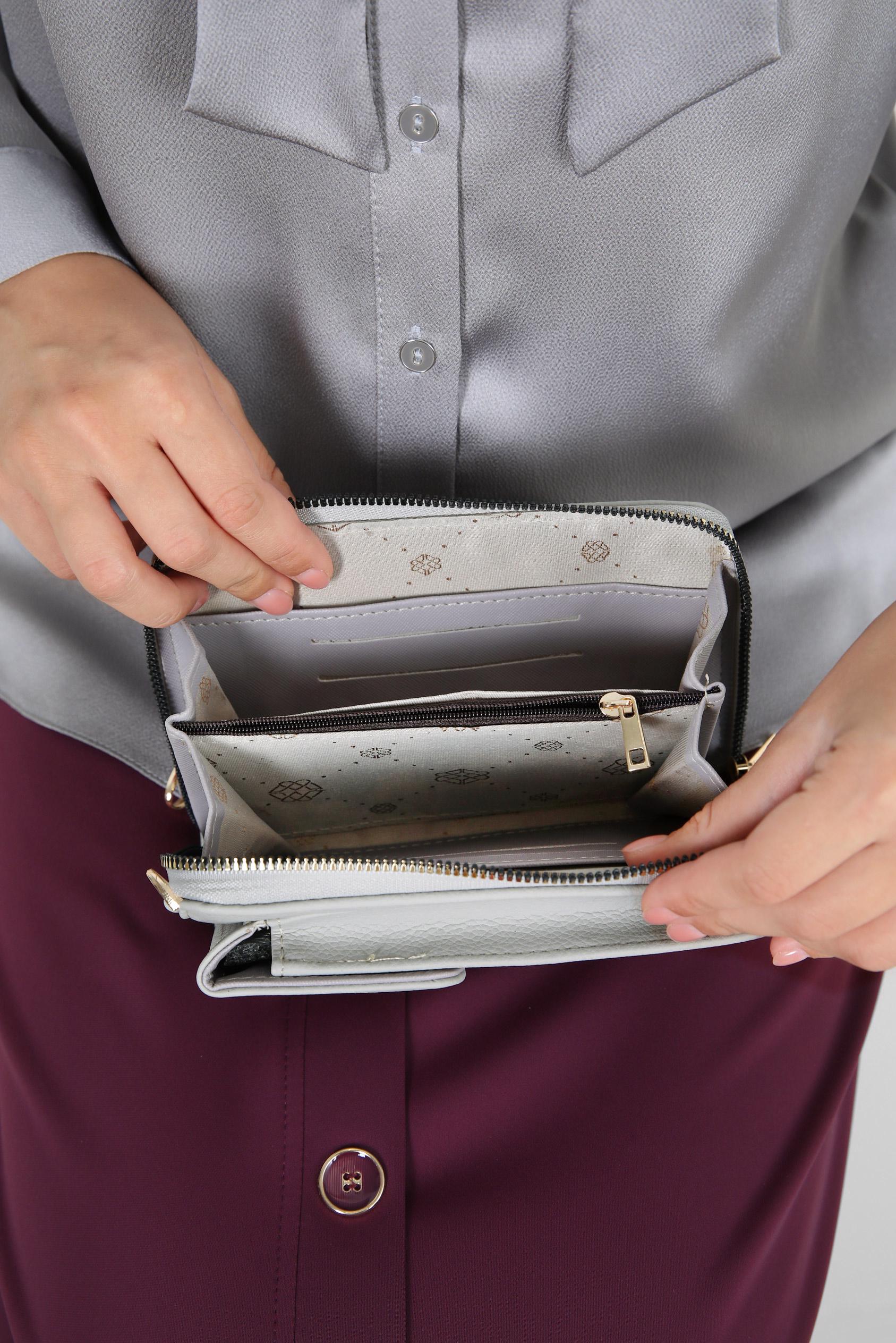 Tesettür giyim GRİ ALVİNA ÇANTA 1411