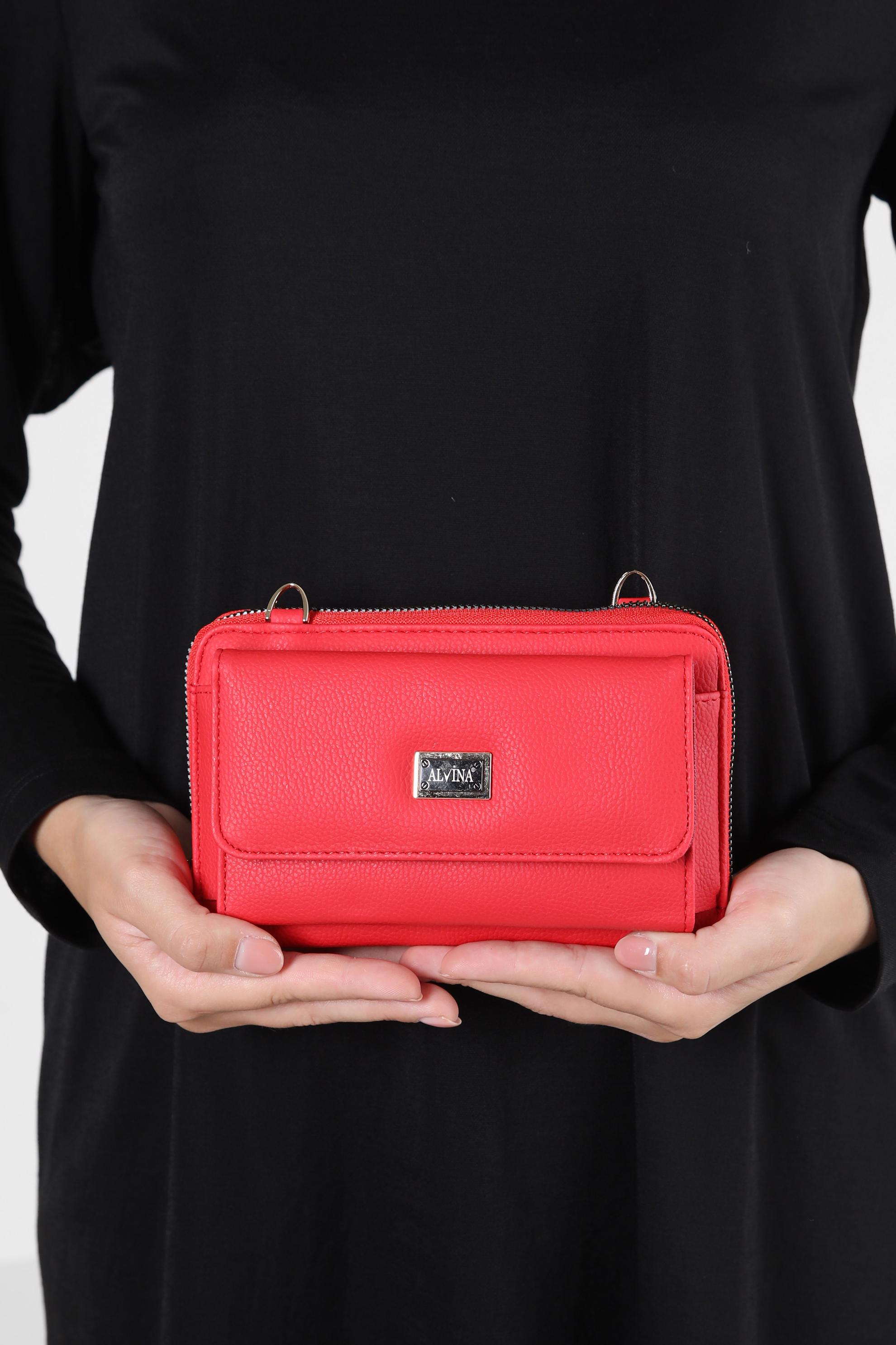 Tesettür giyim KIRMIZI ALVİNA ÇANTA 1412