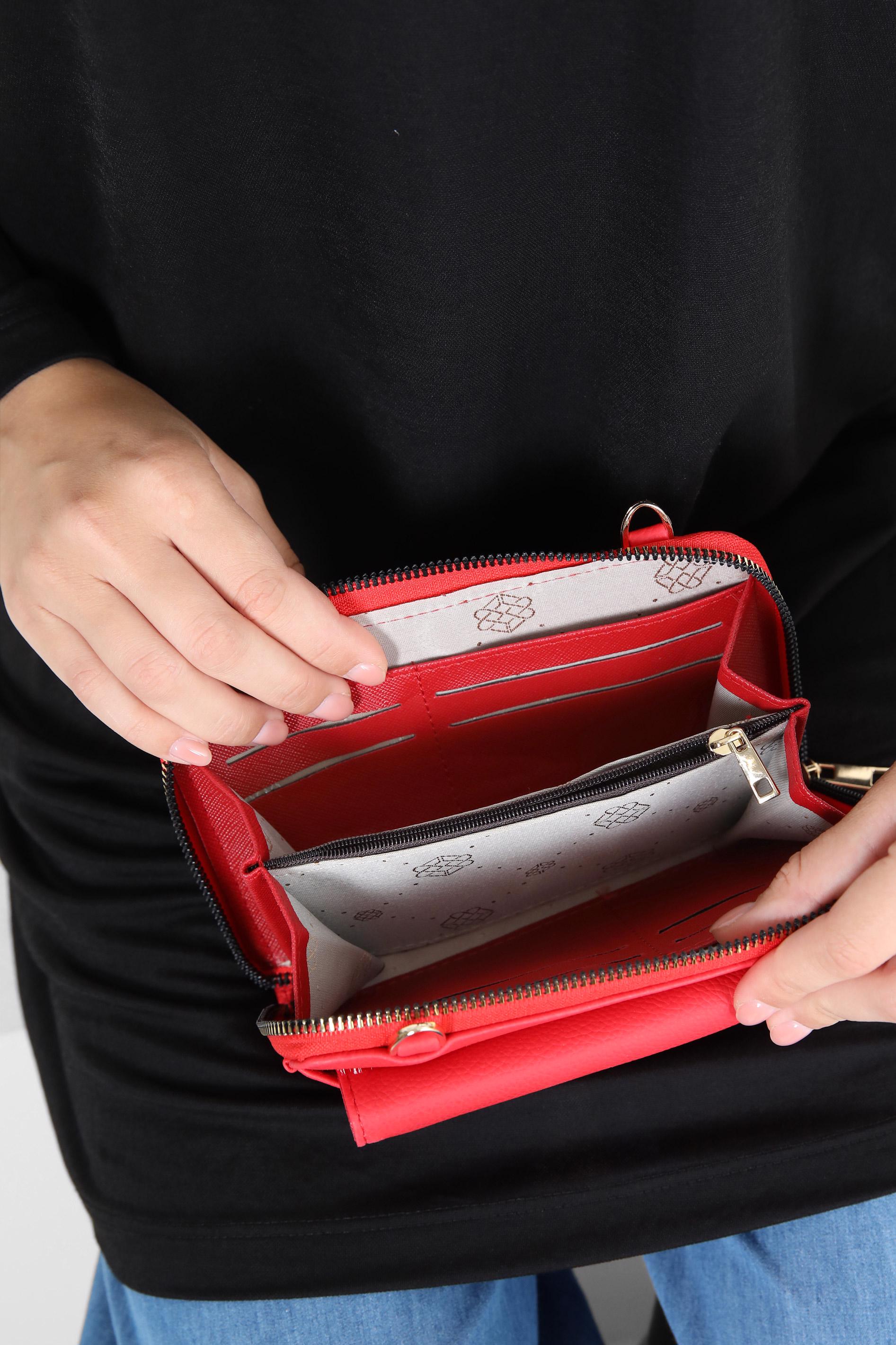 Tesettür giyim KIRMIZI ALVİNA ÇANTA 1412