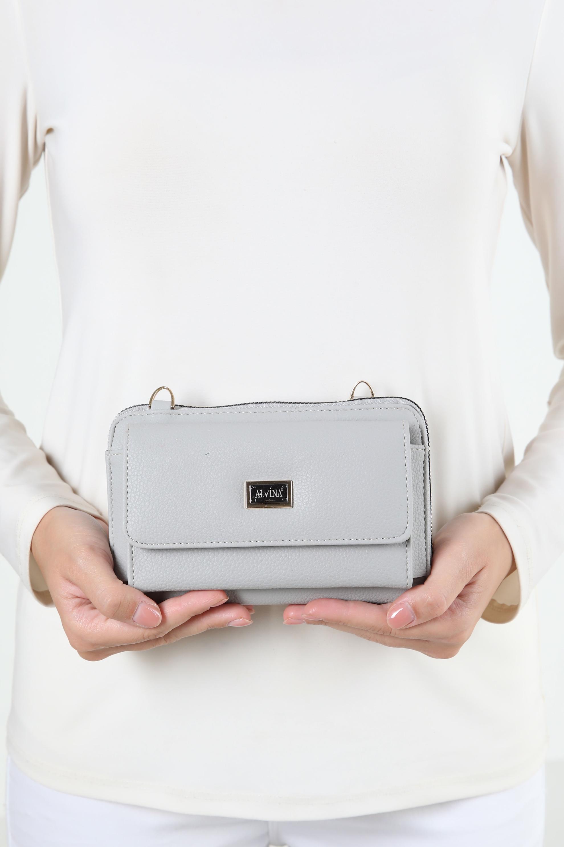 Tesettür giyim GRİ ALVİNA ÇANTA 1412