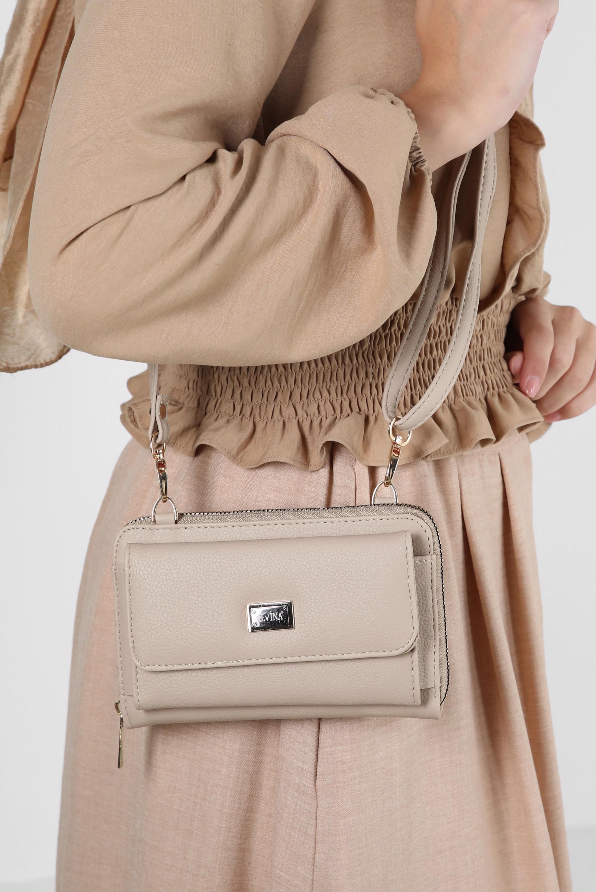 Tesettür giyim BEJ ALVİNA ÇANTA 1412