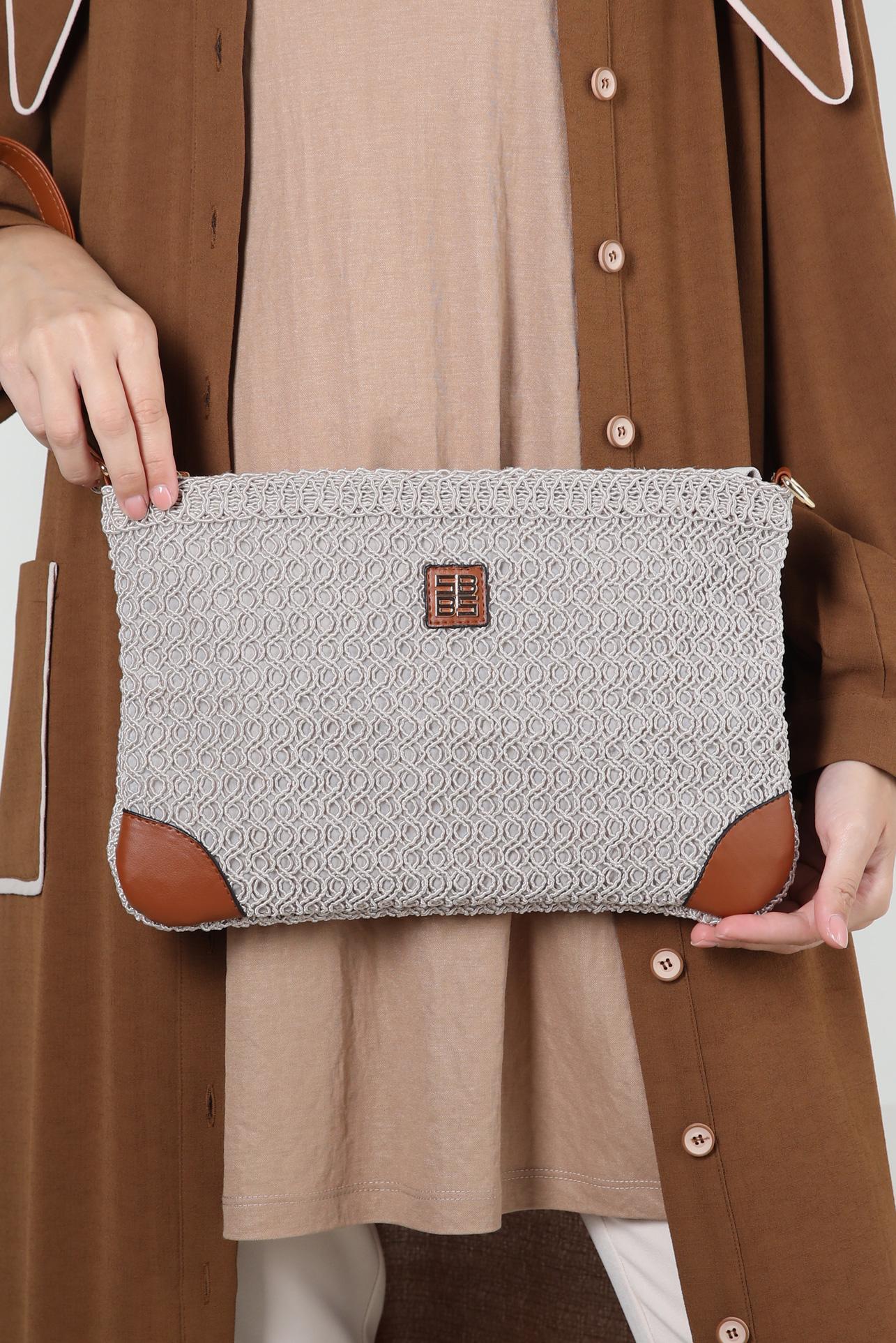 Tesettür giyim BEJ ALVİNA ÇANTA 2078 