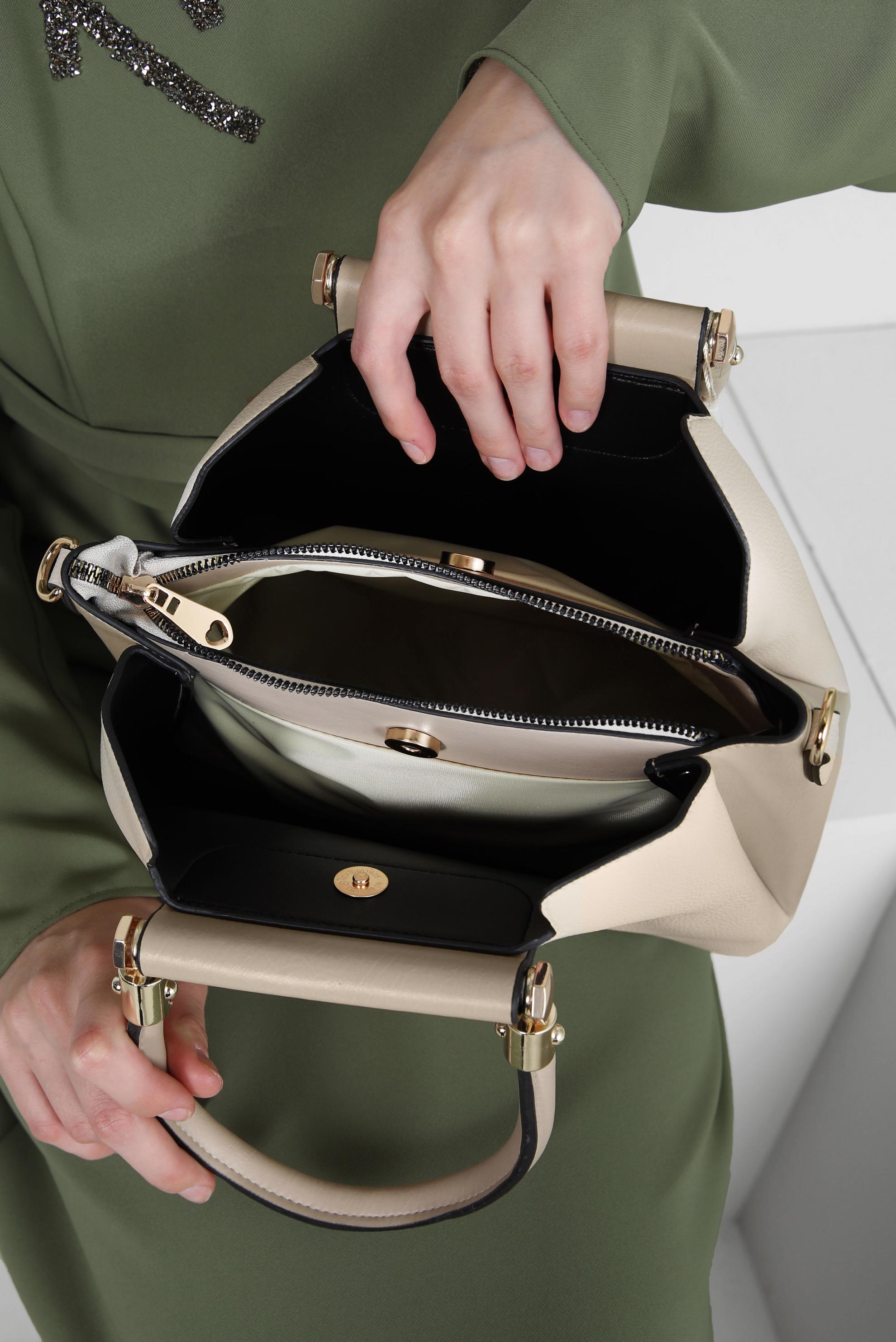 Tesettür giyim BEJ ALVİNA ÇANTA 2208