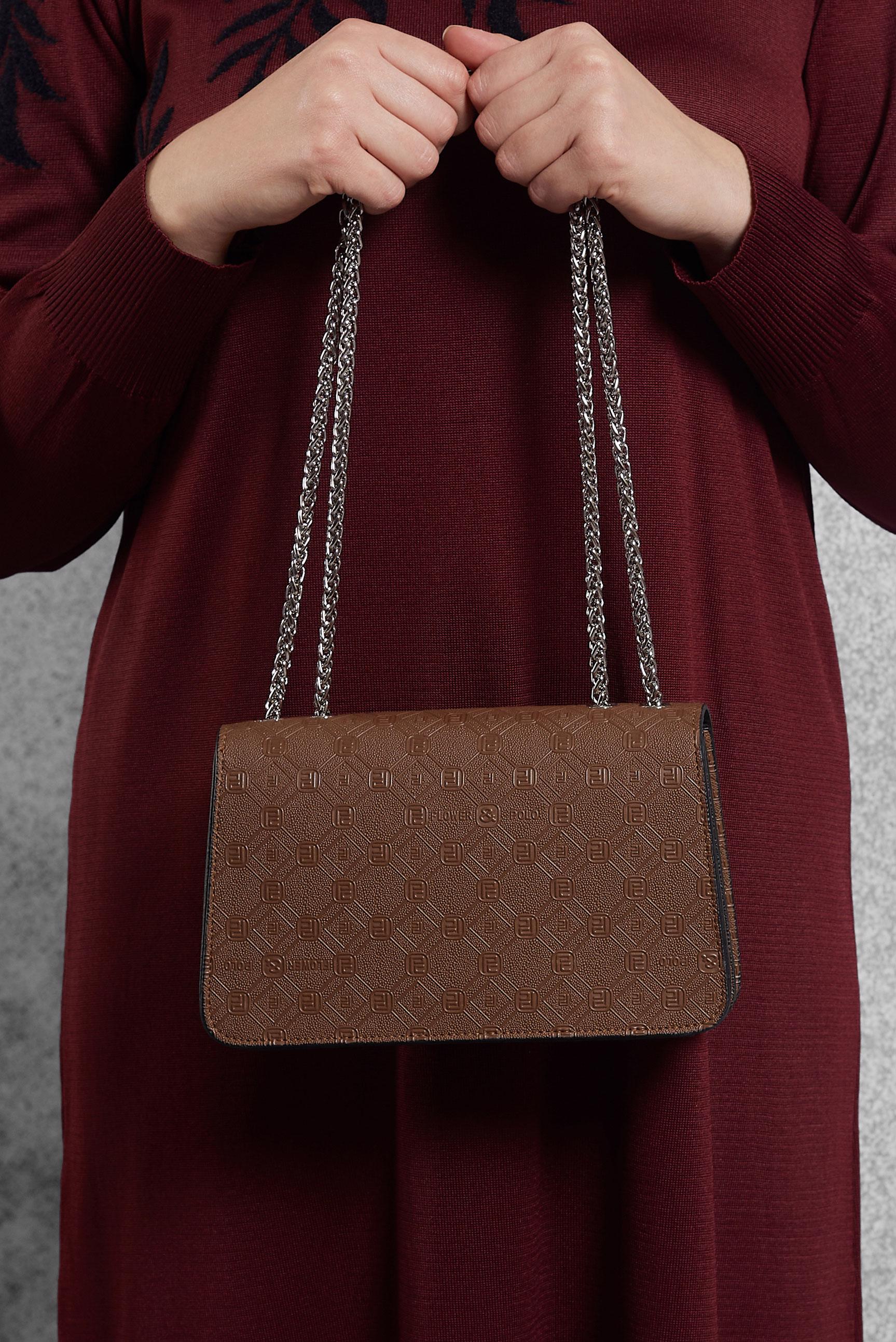 Tesettür giyim TABA  ALVİNA ZİNCİR ASKILI ÇANTA 3062