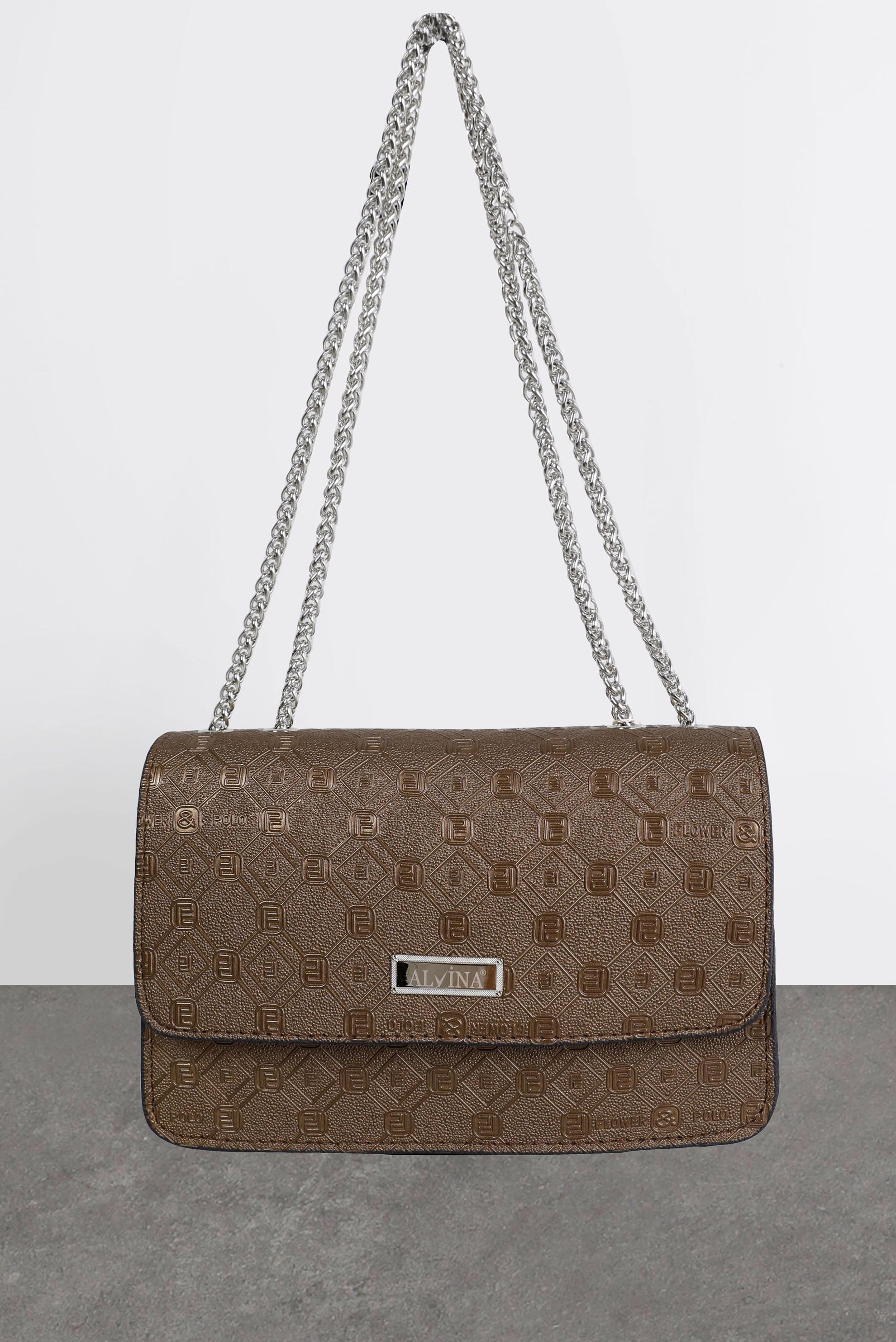 Tesettür giyim VİZON  ALVİNA ZİNCİR ASKILI ÇANTA 3062