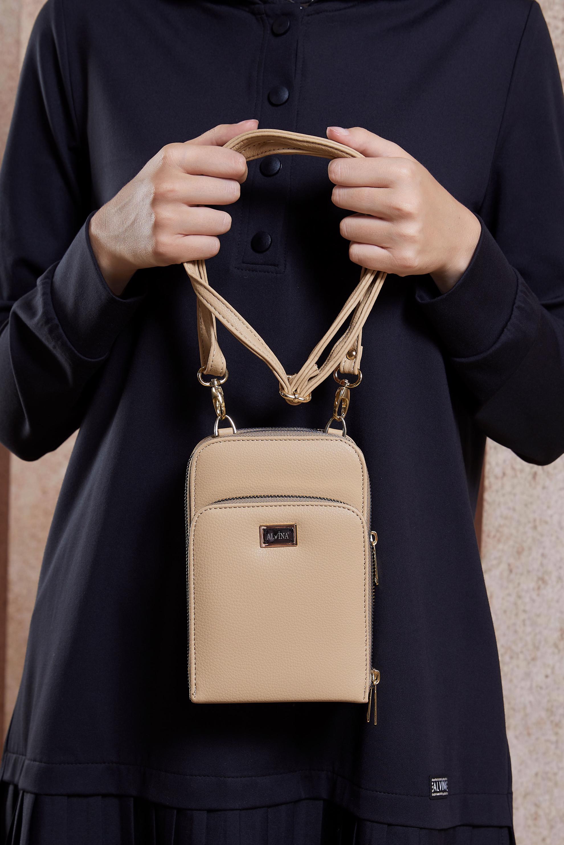 Tesettür giyim BEJ ALVİNA ÇANTA 6025