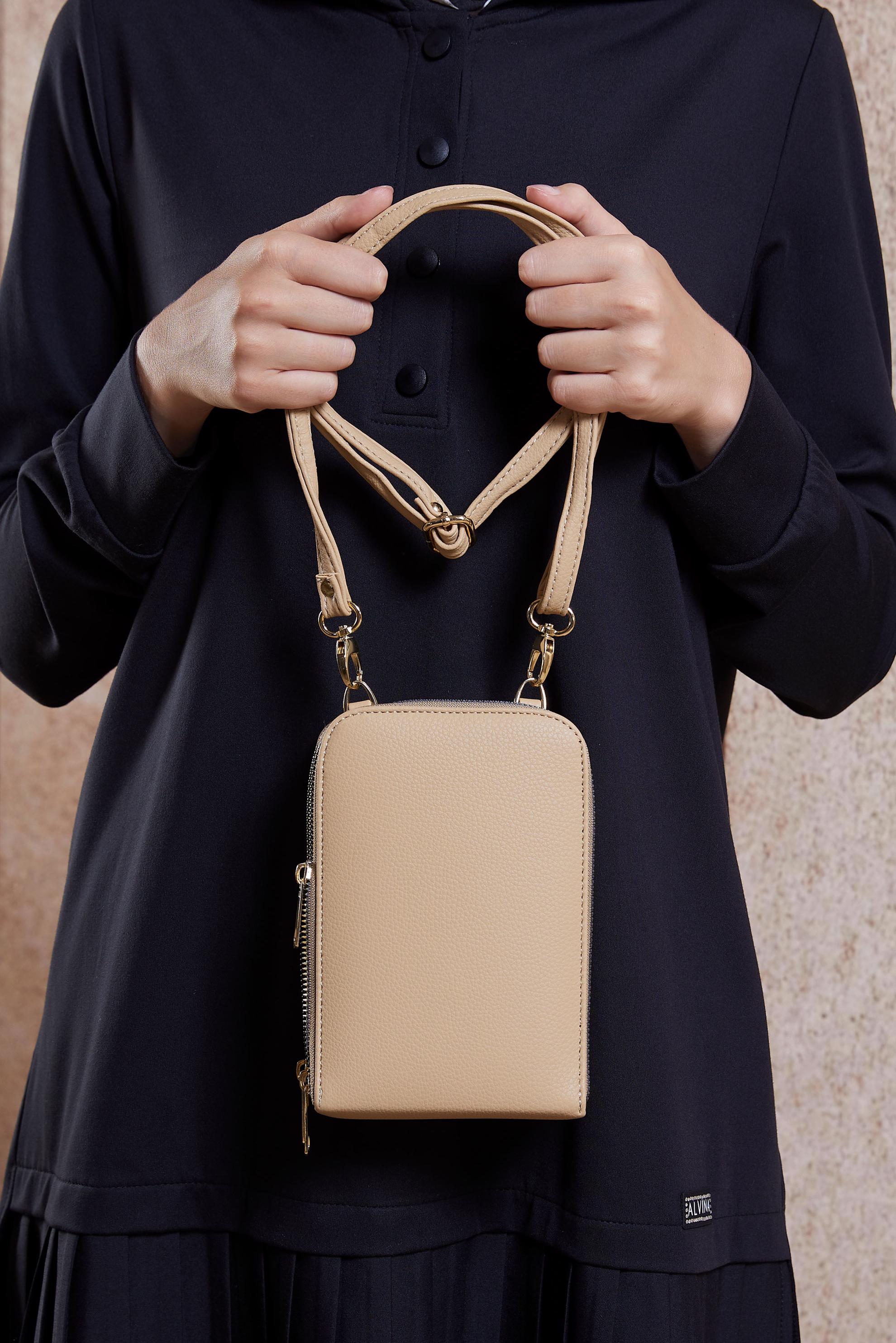 Tesettür giyim BEJ ALVİNA ÇANTA 6025